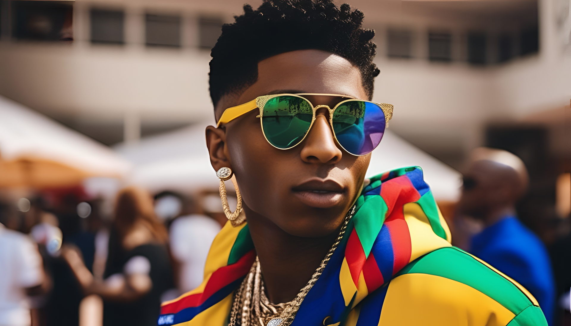 NBA Youngboy wearing stylish sunglasses against a vibrant background