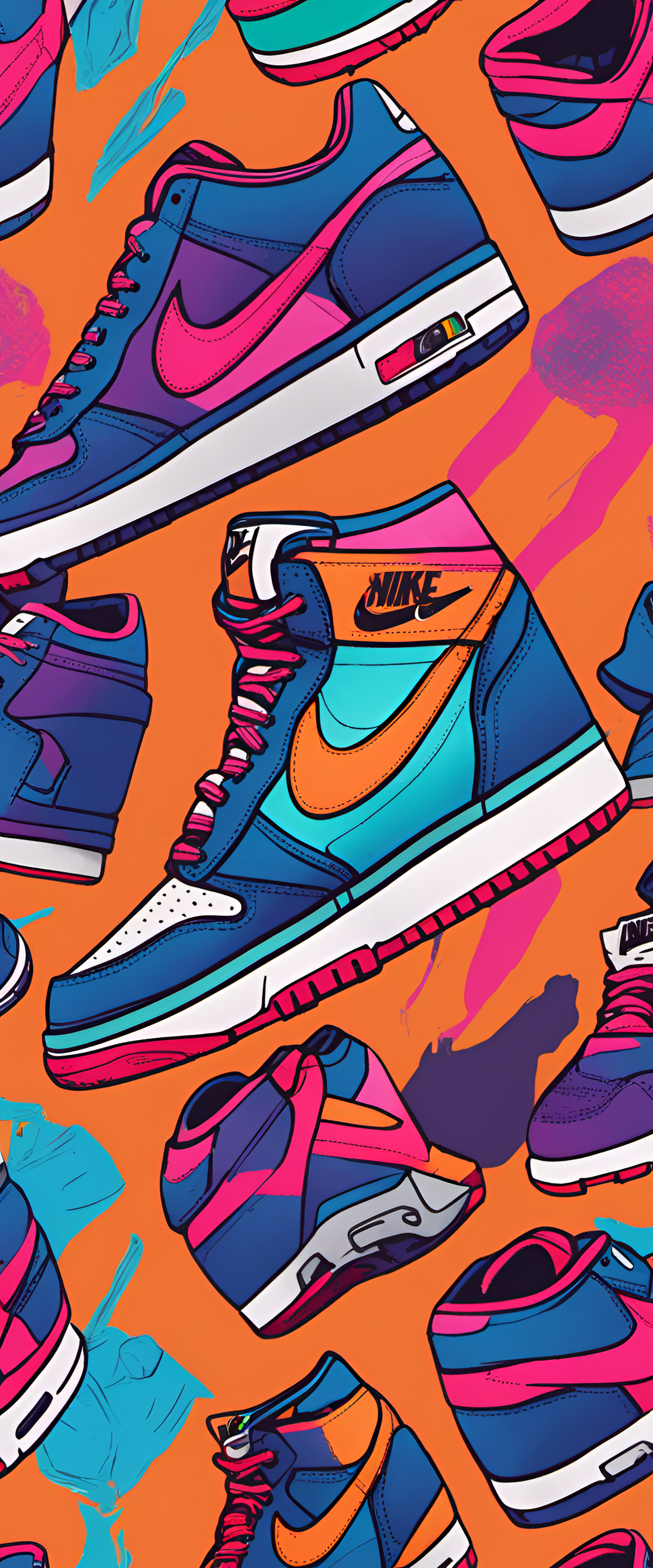 Colorful Nike-themed phone wallpaper with vibrant design.