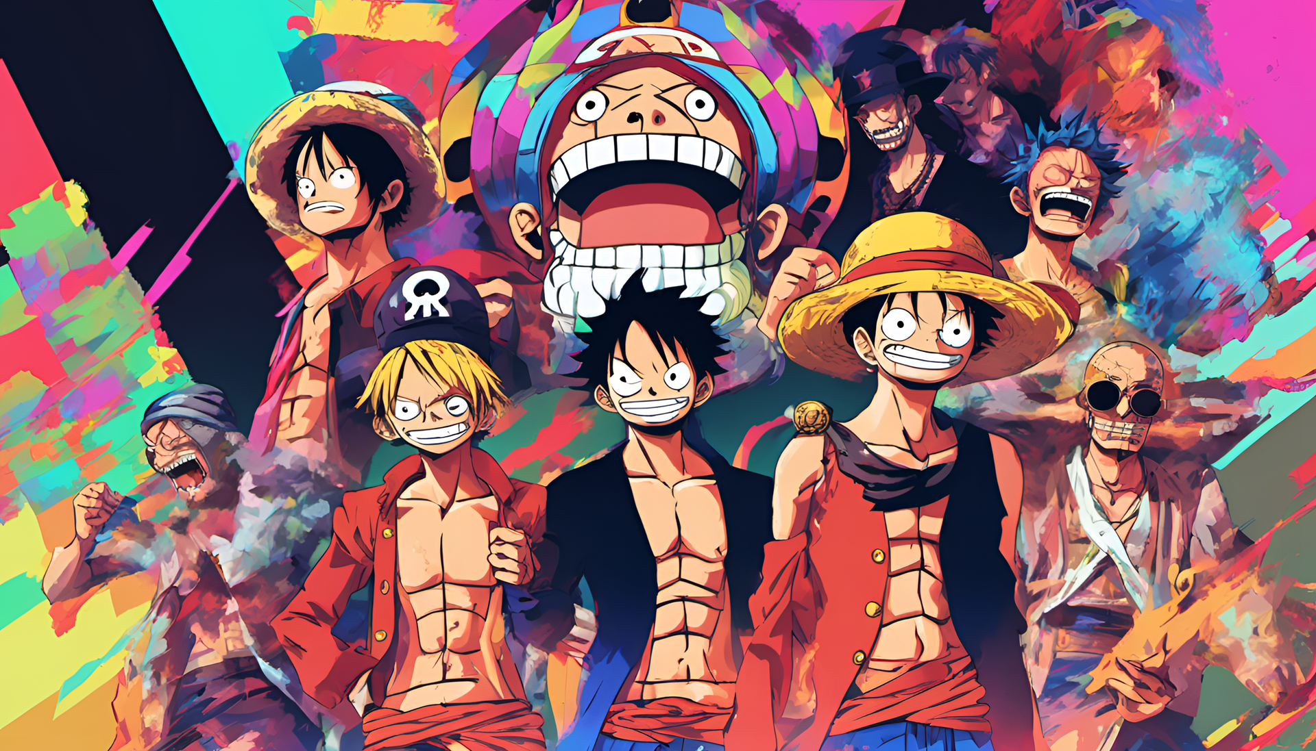 Stylized glitched artwork of One Piece character.