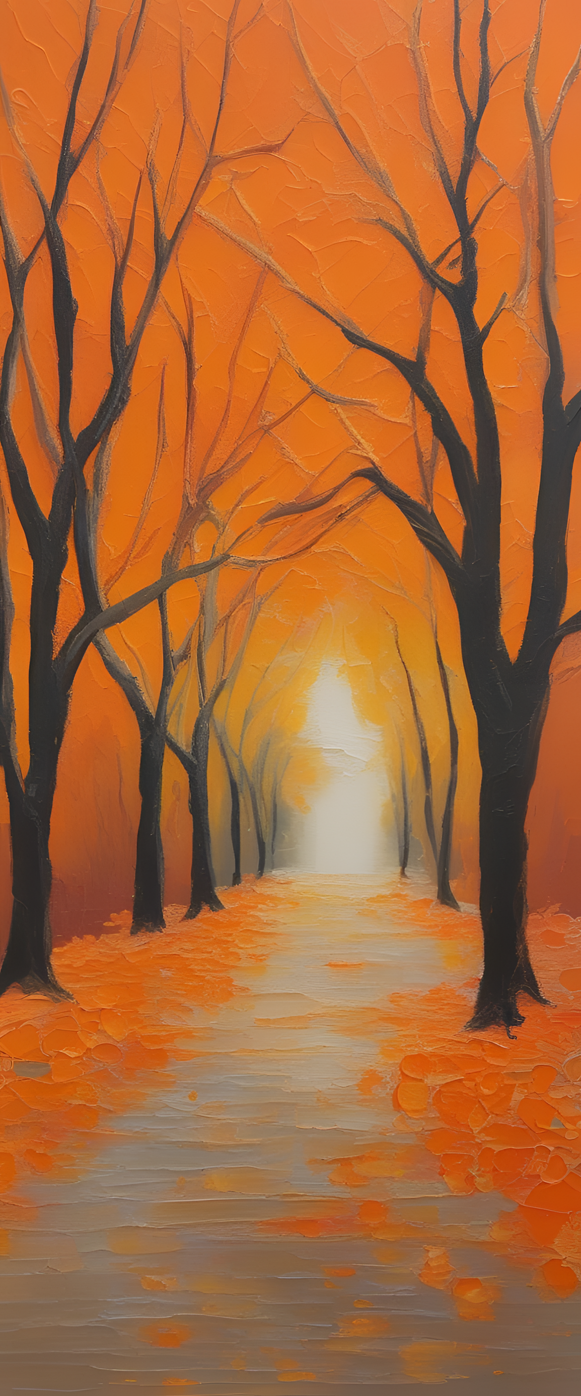 Vibrant orange brushstrokes in impressionist style