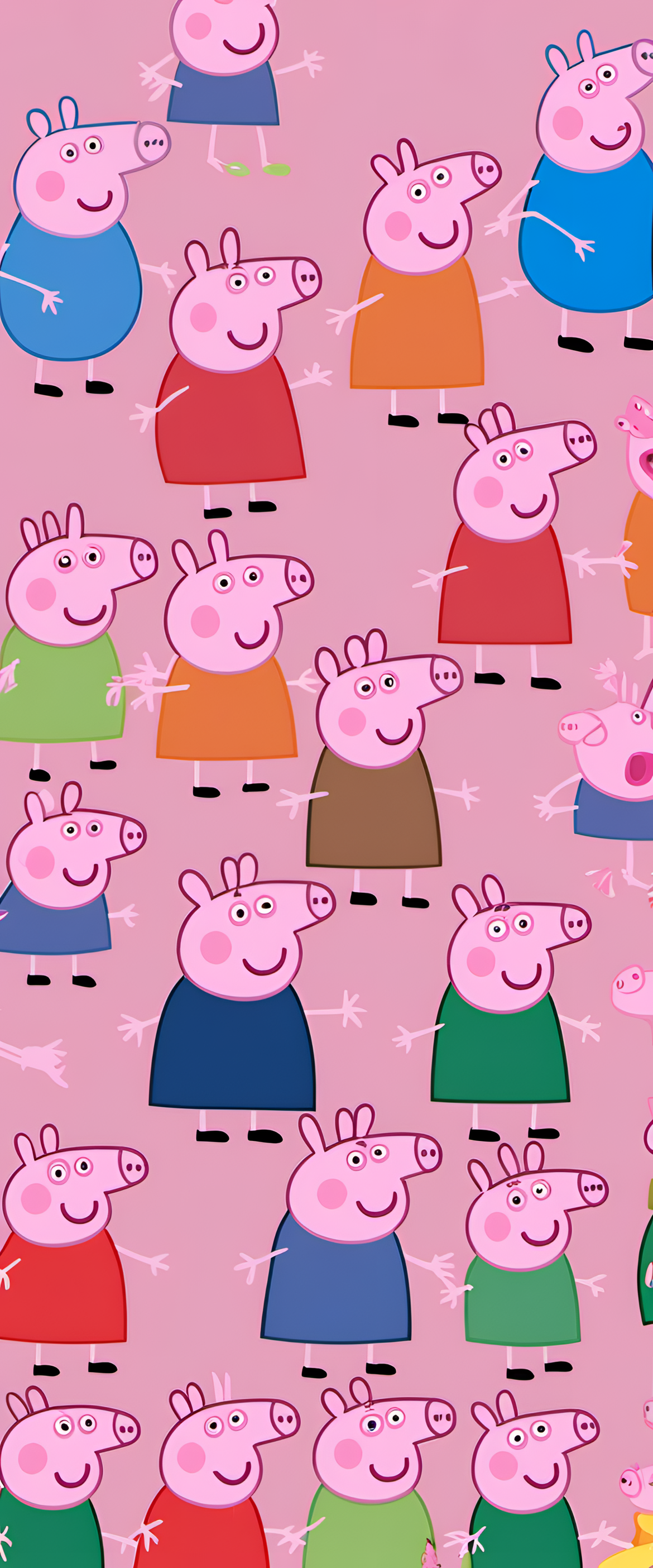 Peppa Pig wearing a party hat and a big smile.