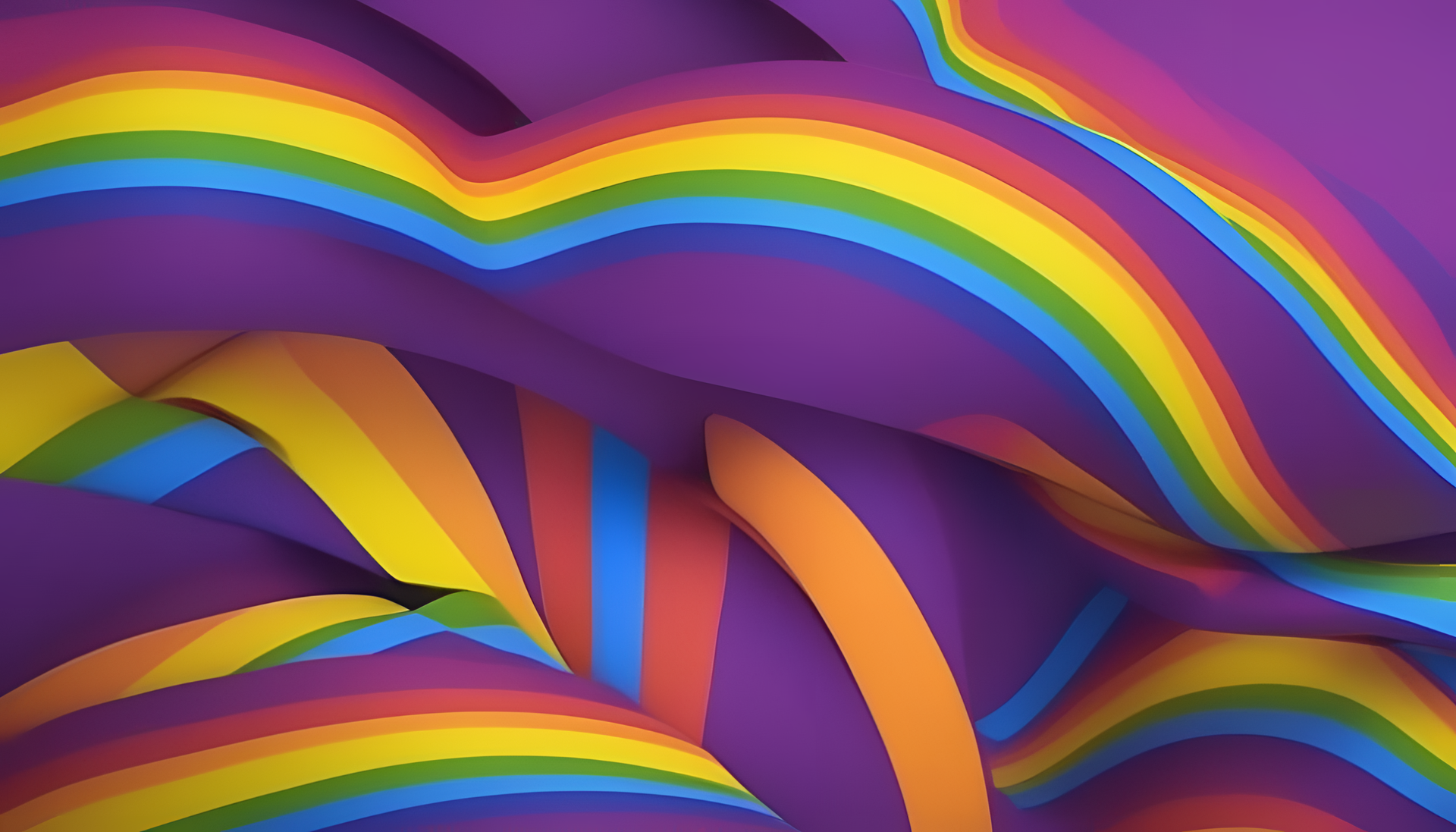 Vibrant purple and yellow rainbow wallpaper backdrop.