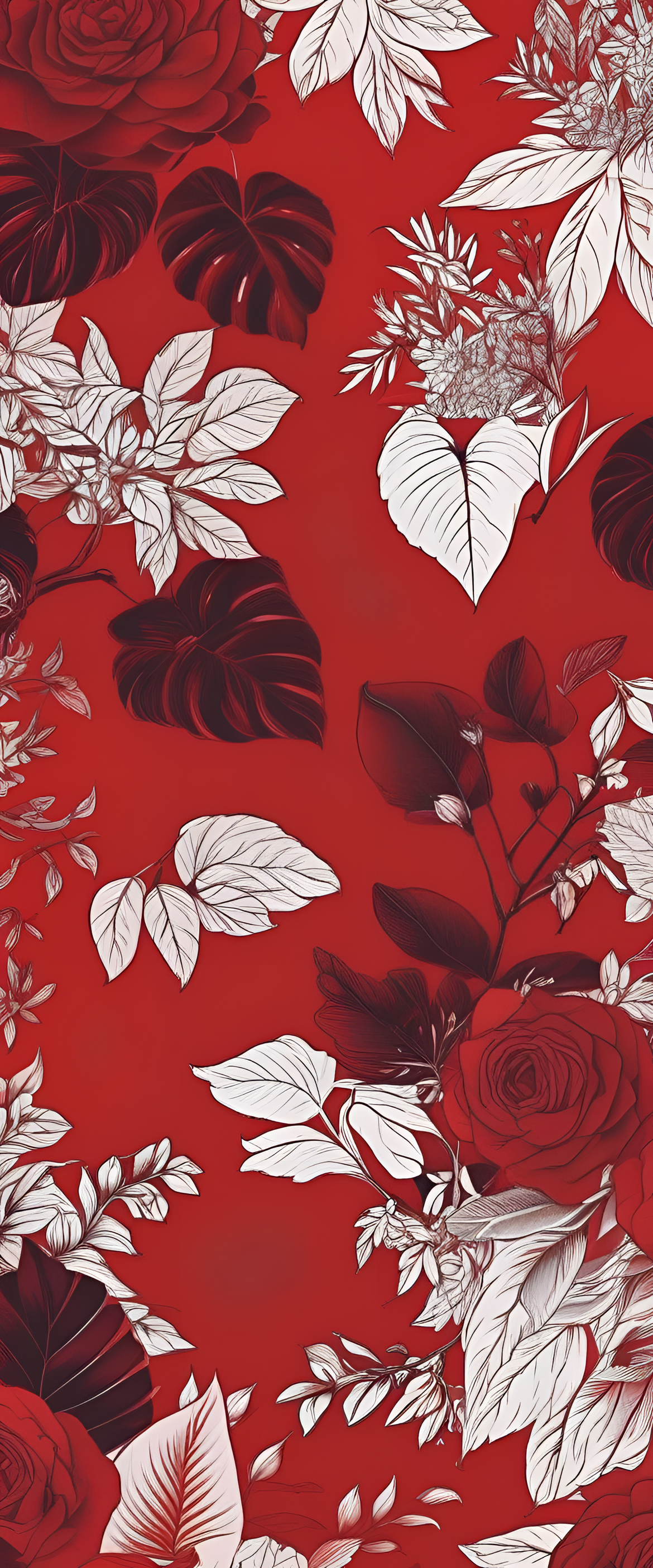 Vibrant red and aesthetic patterns wallpaper.