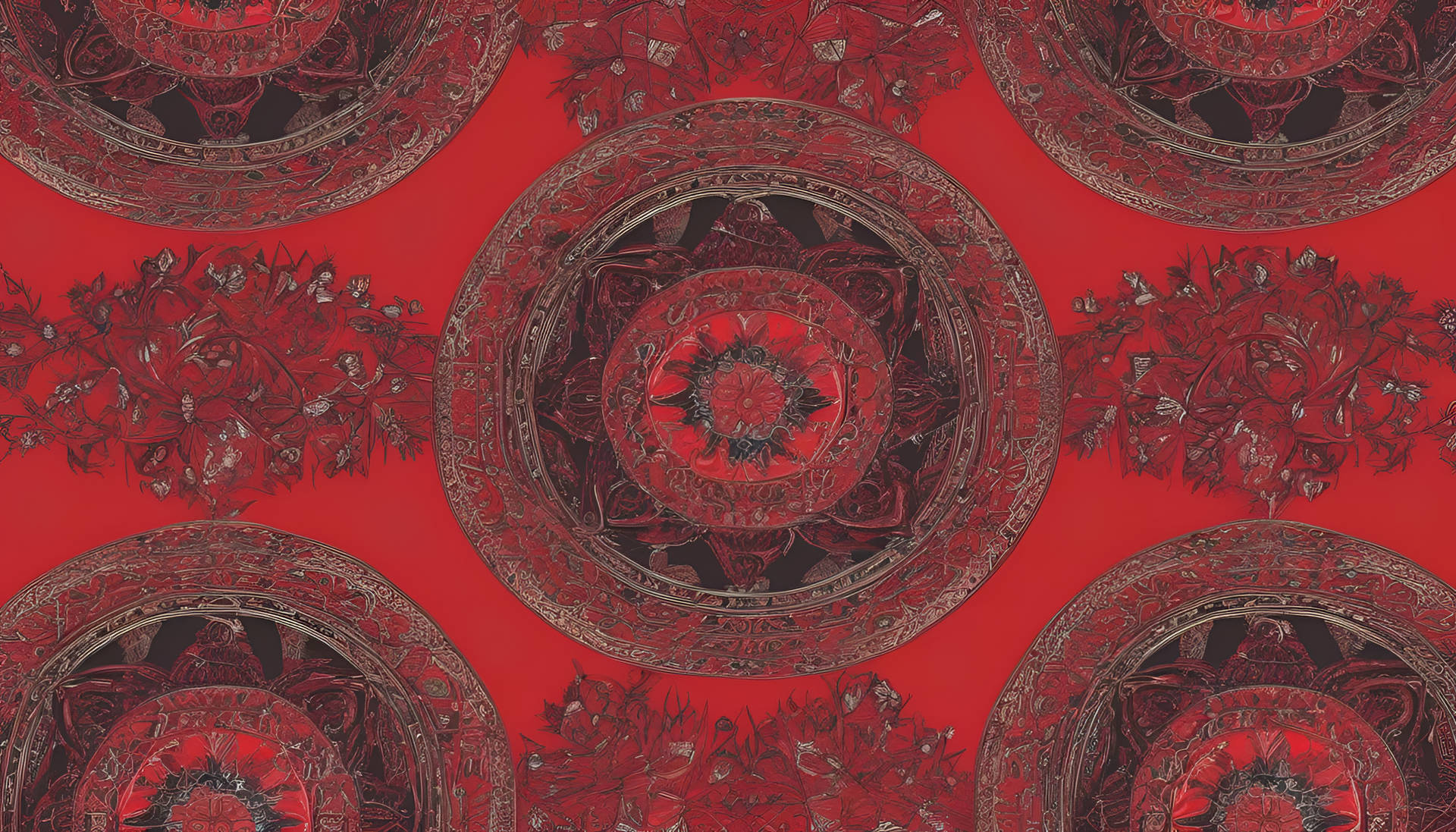 Intricate red digital art design for HD desktop wallpaper.