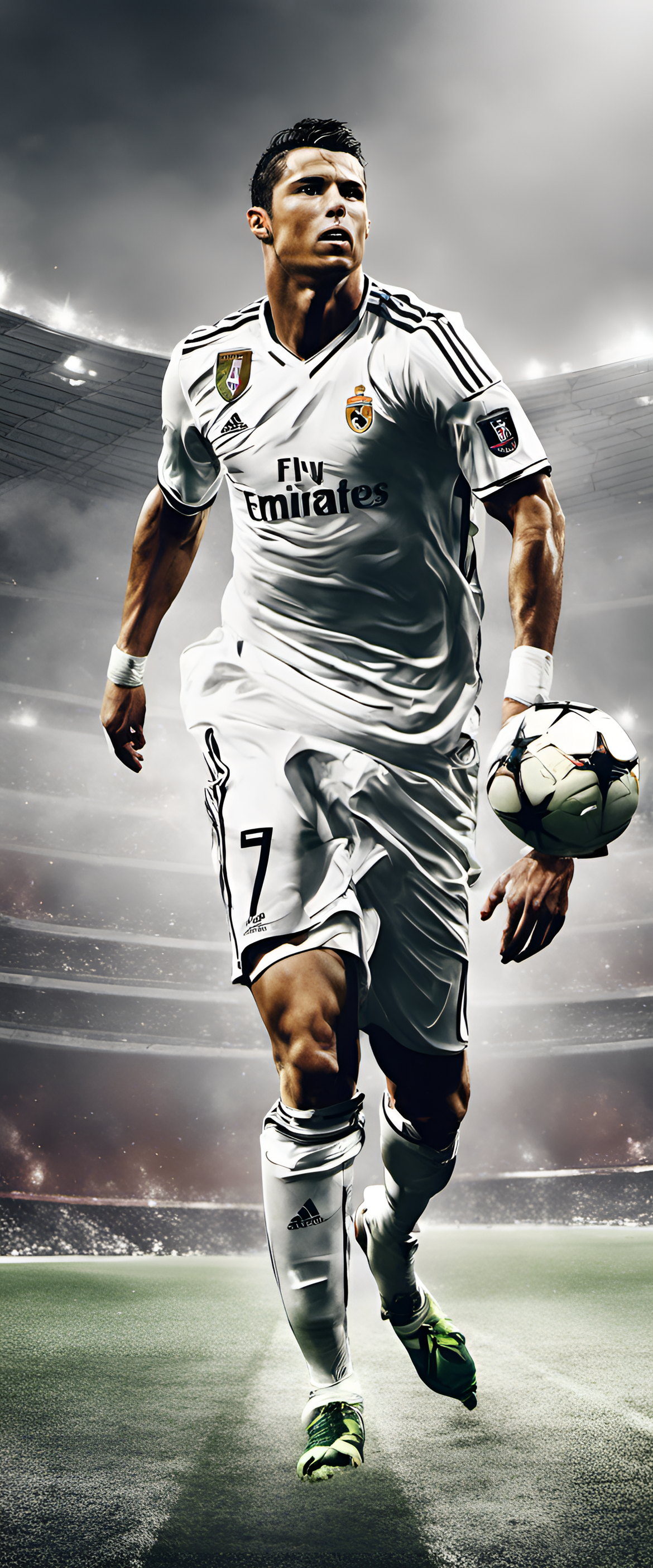 Cristiano Ronaldo in a highly detailed wallpaper.