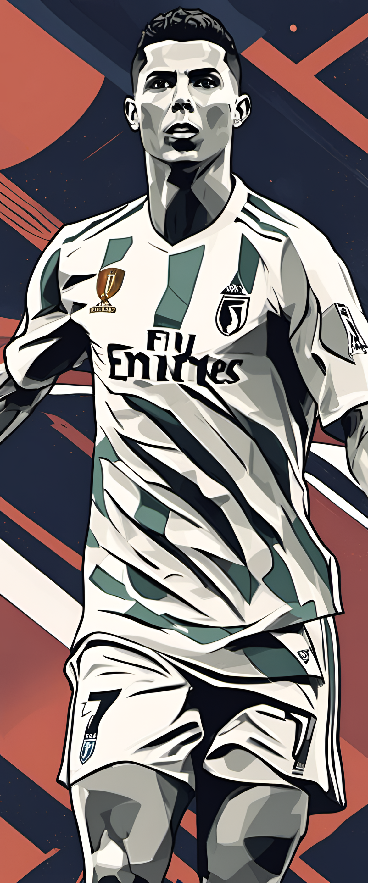 Stylized depiction of Ronaldo as a phone wallpaper.