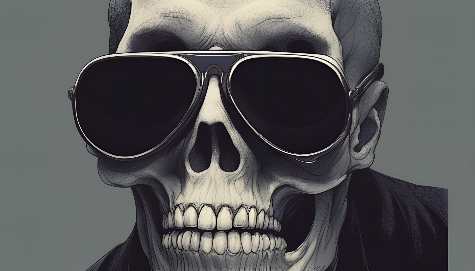 A dark, eerie wallpaper featuring sunglasses with a terrifying twist.