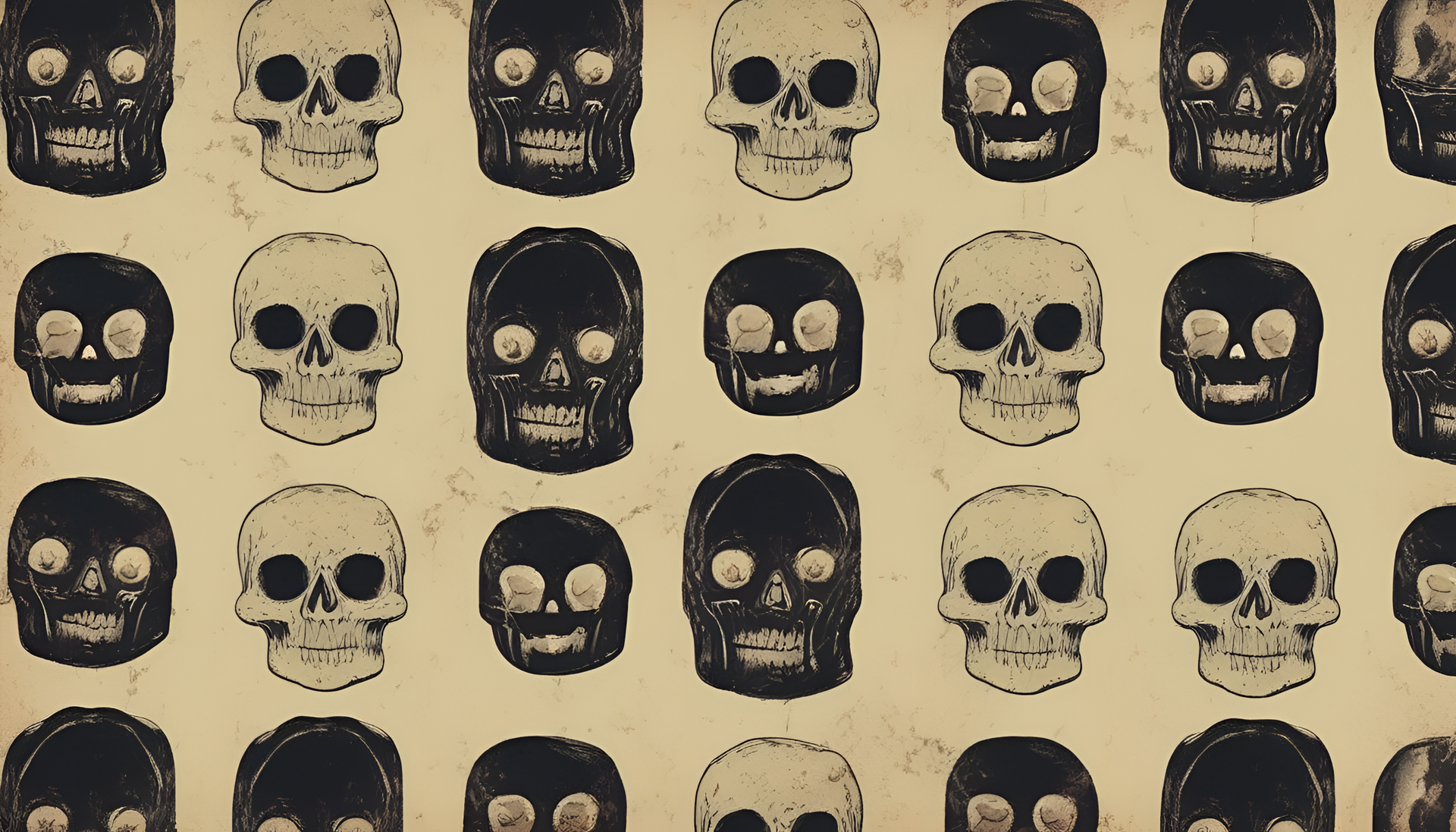 Vintage-style wallpaper with a scary theme.