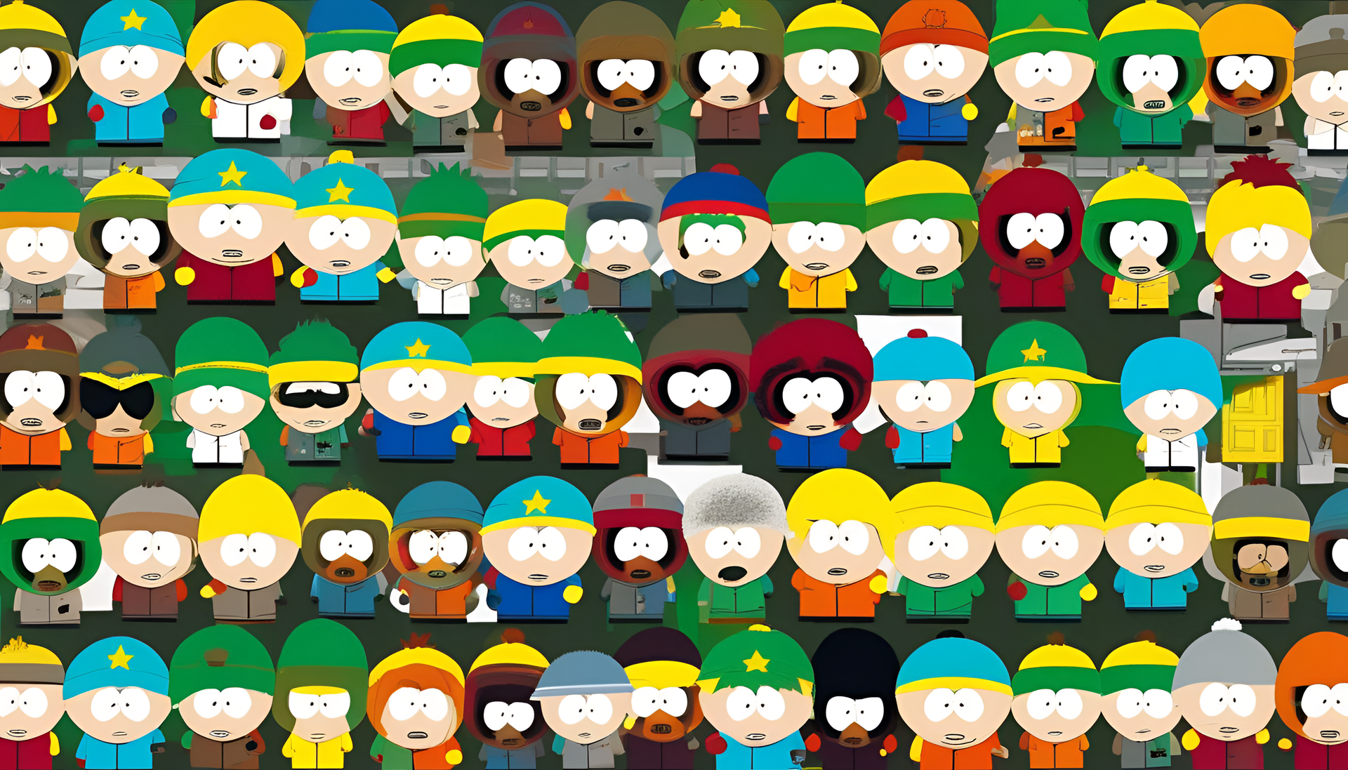 South Park characters in vibrant colors on a desktop wallpaper.