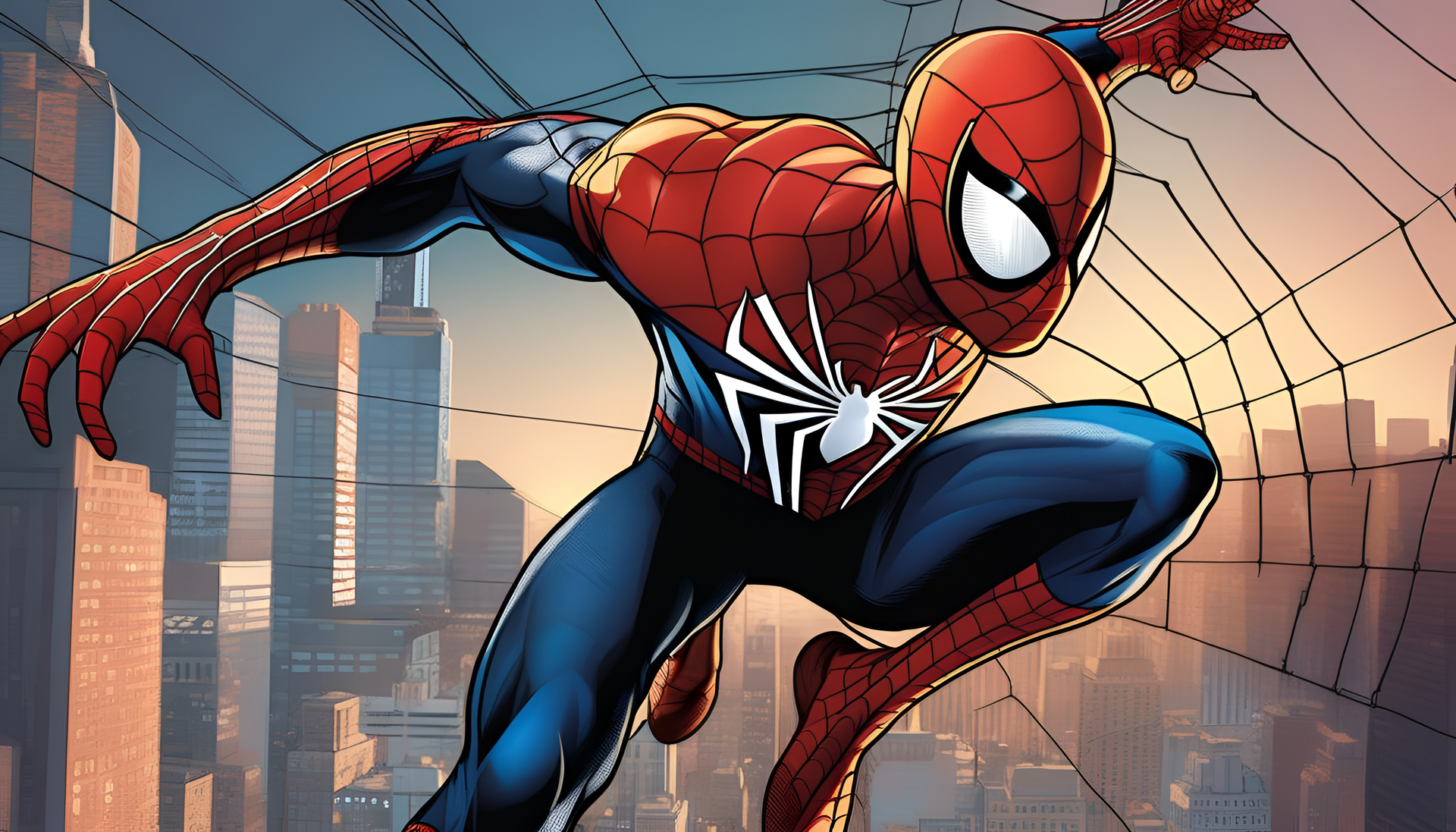 Elegant Spider-Man in super detailed desktop wallpaper.