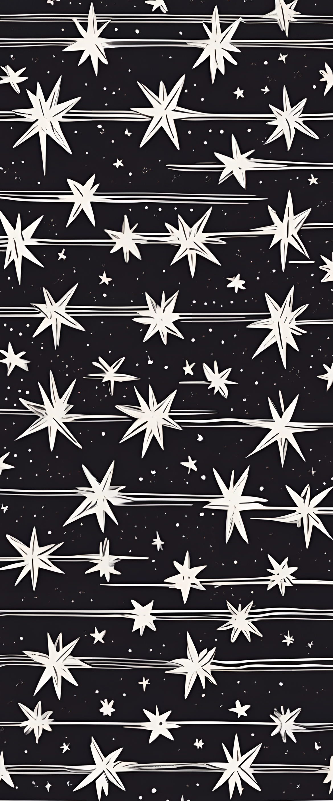 Abstract celestial linocut print of stars.