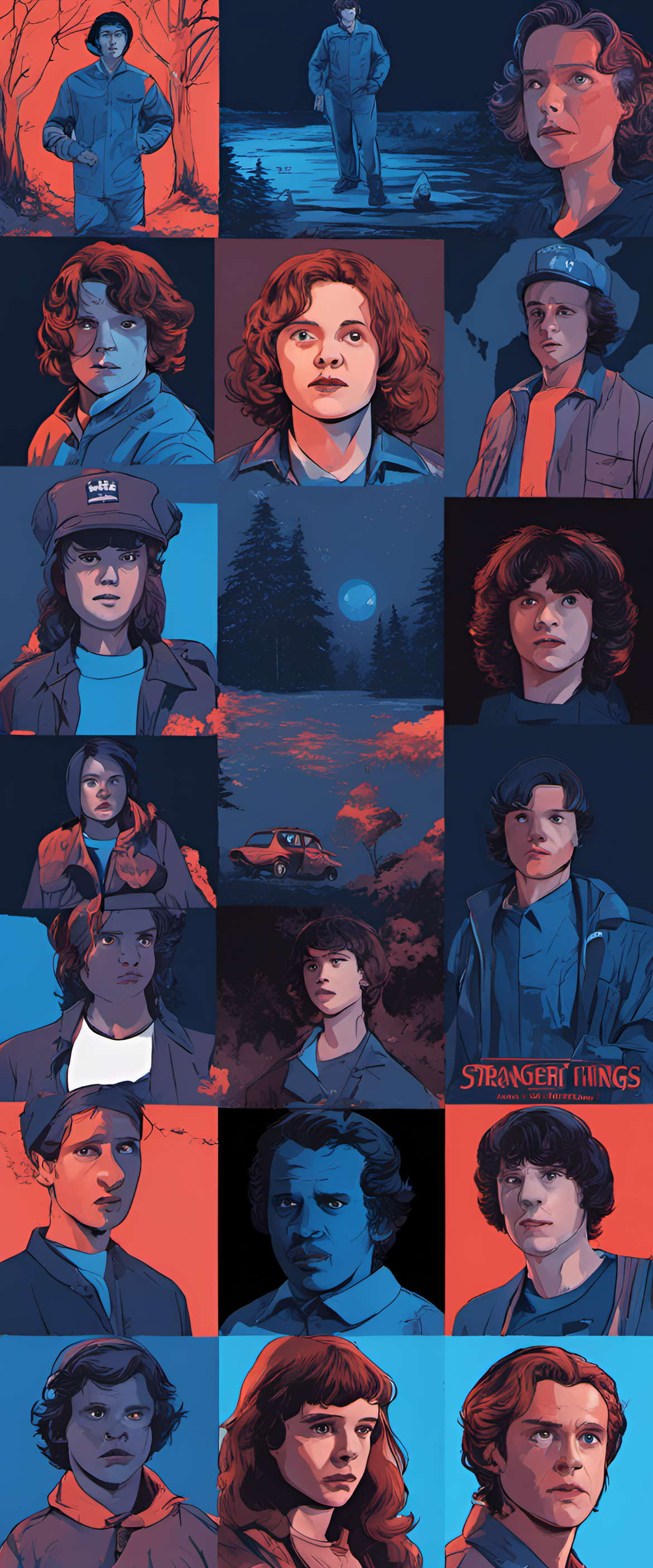 Stranger Things-themed profile picture in shades of blue.