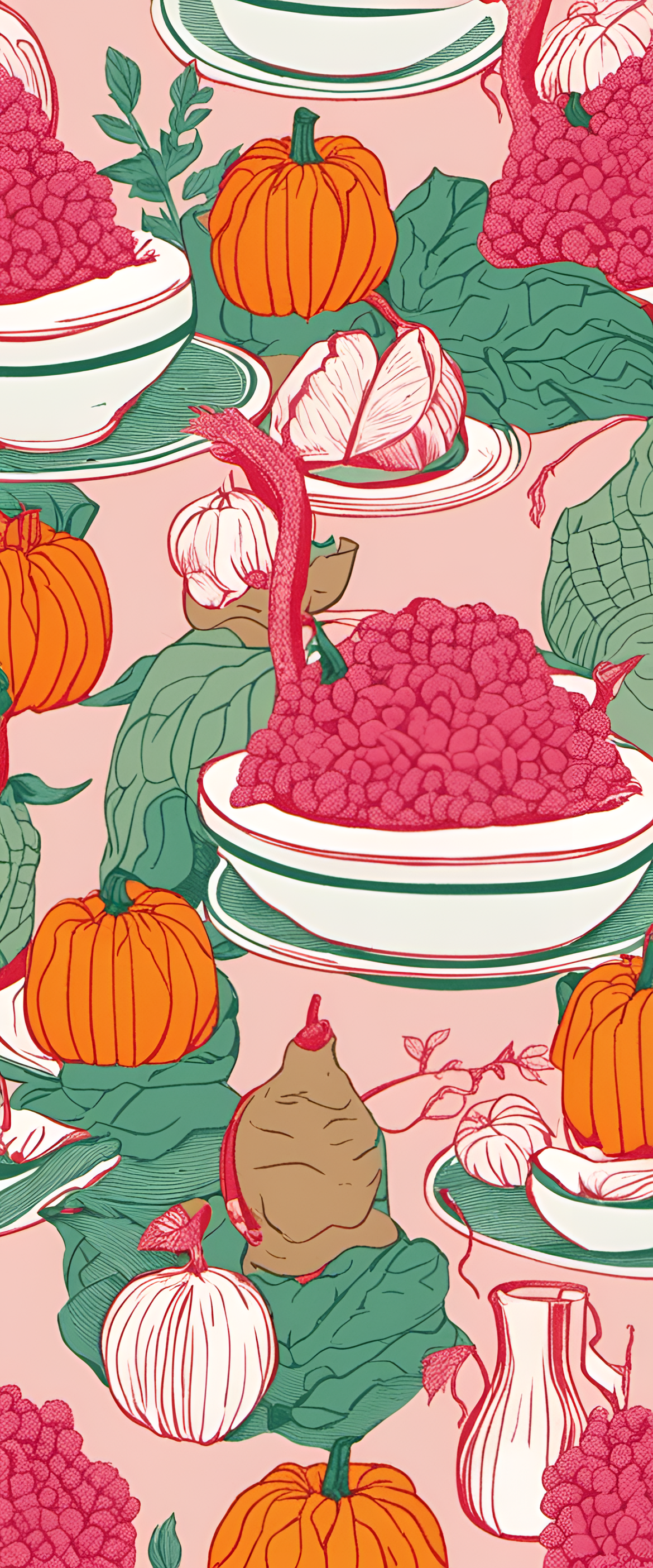 Colorful risograph illustration showcasing a festive Thanksgiving theme.