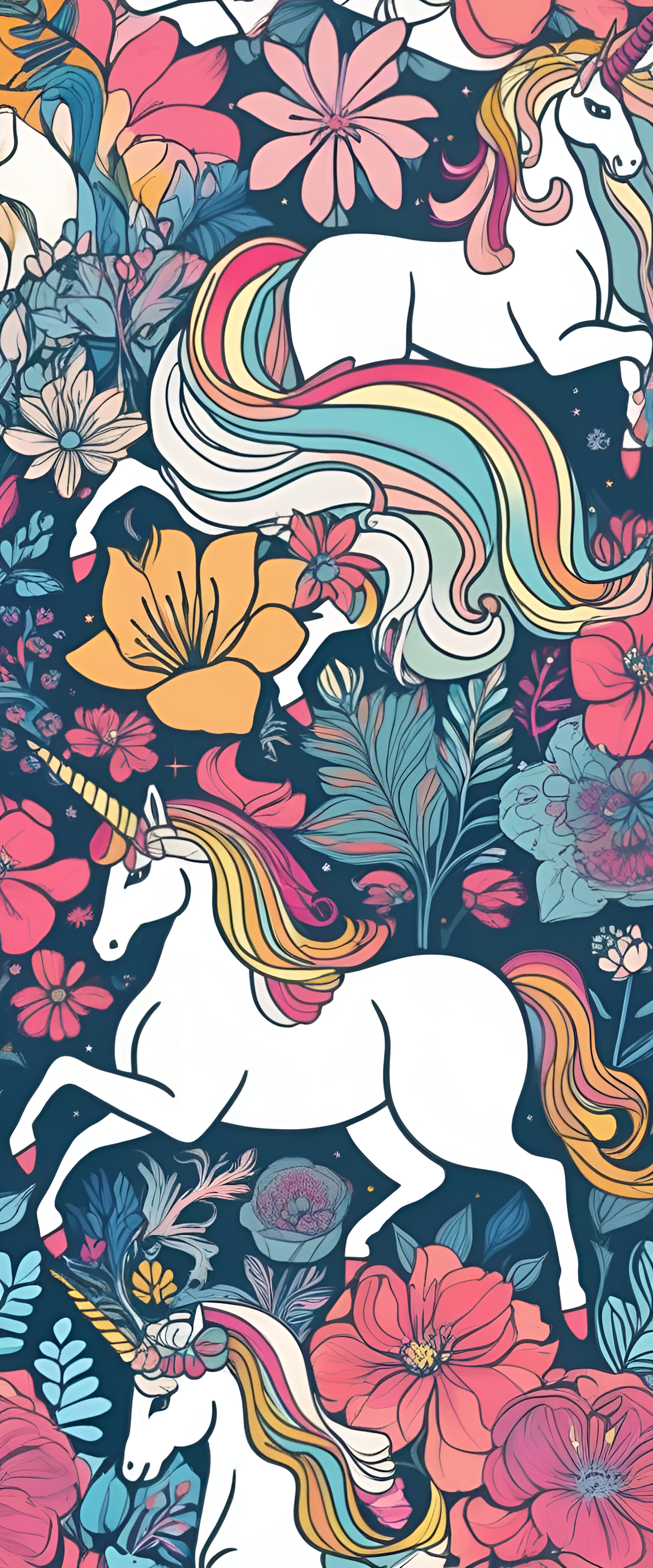 Colorful unicorn wallpaper with a dreamy, fantasy-inspired design.