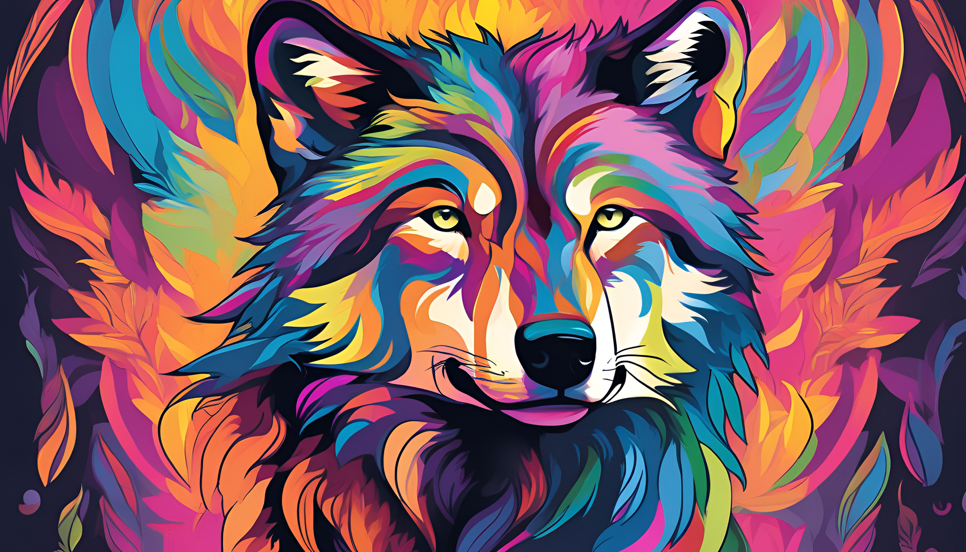 Vibrant award-winning wolf wallpaper depicting a majestic wolf in full detail.