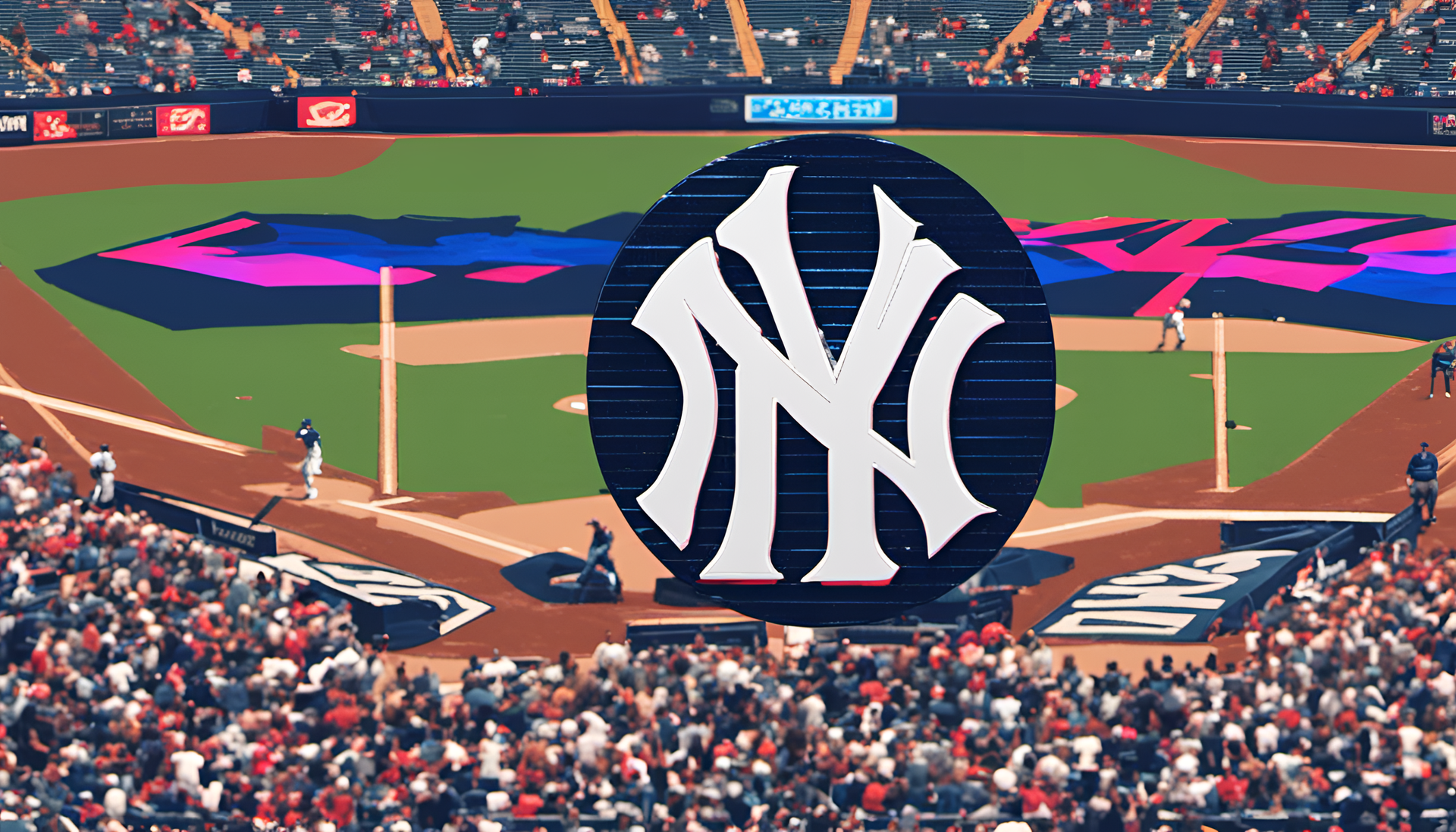 Distorted New York Yankees logo in glitched style