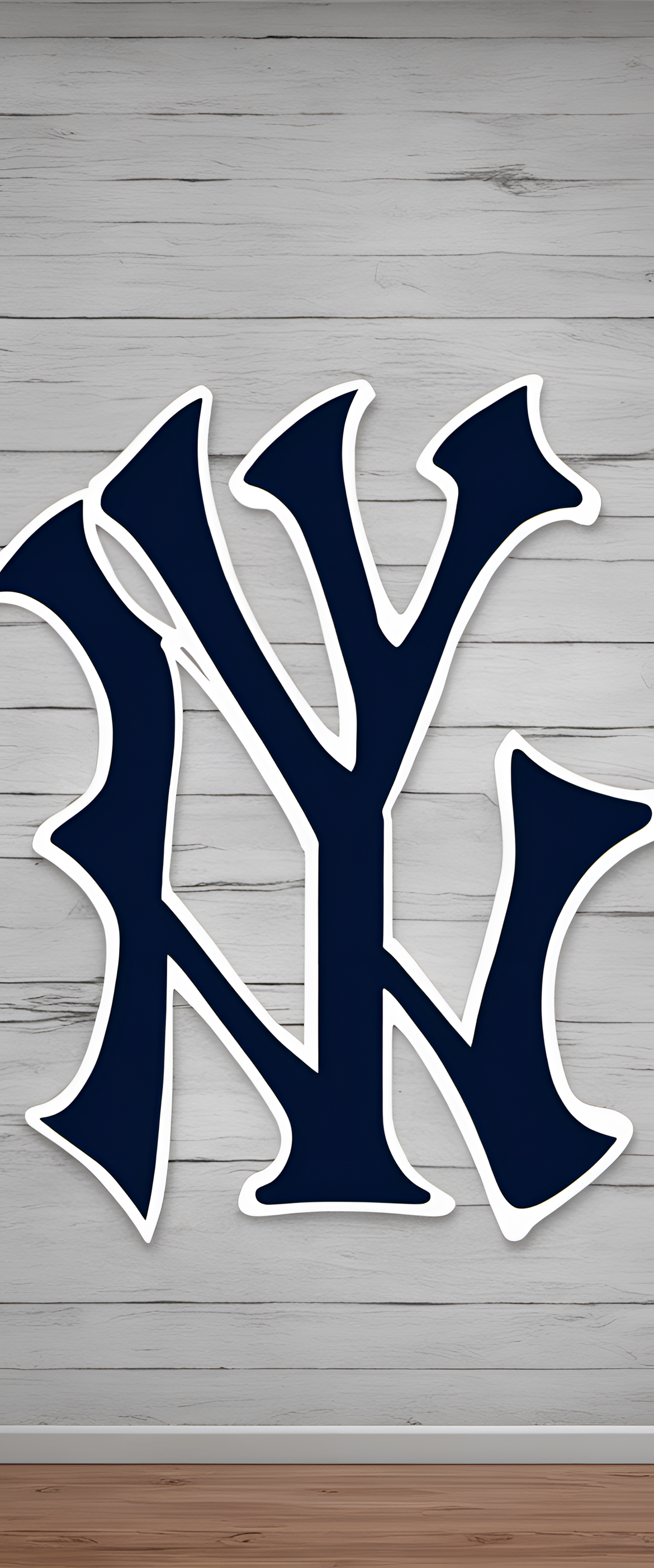 Vibrant Yankees logo on phone wallpaper.