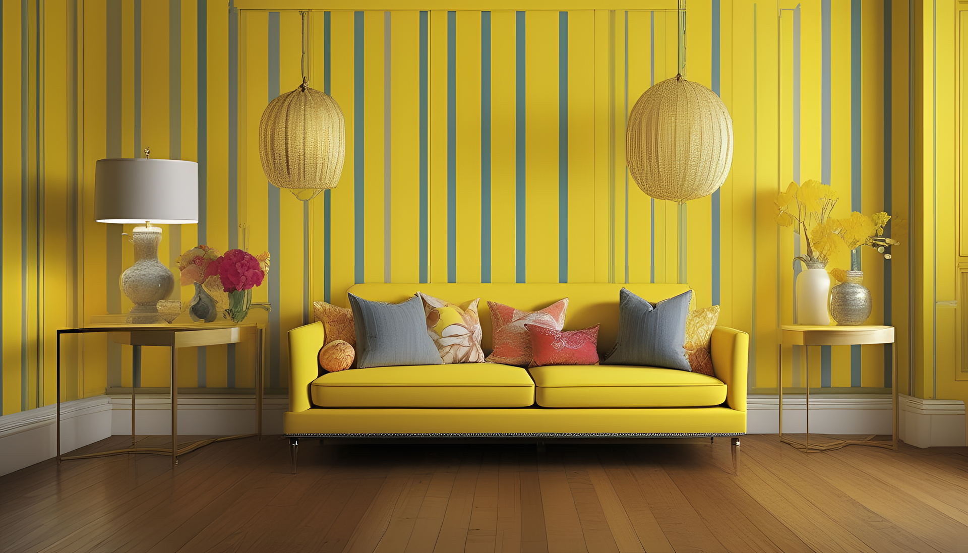 Vibrant yellow wallpaper backdrop.