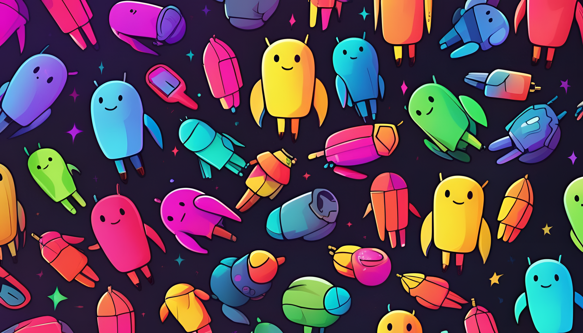 Colorful Among Us wallpaper with characters in a spaceship setting.