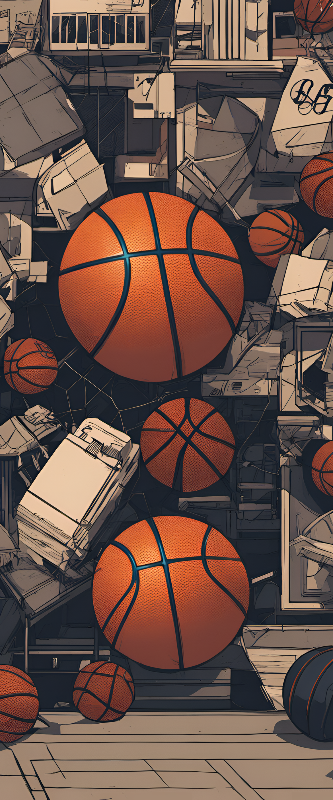 Basketball player soaring for a slam dunk in vibrant digital art.