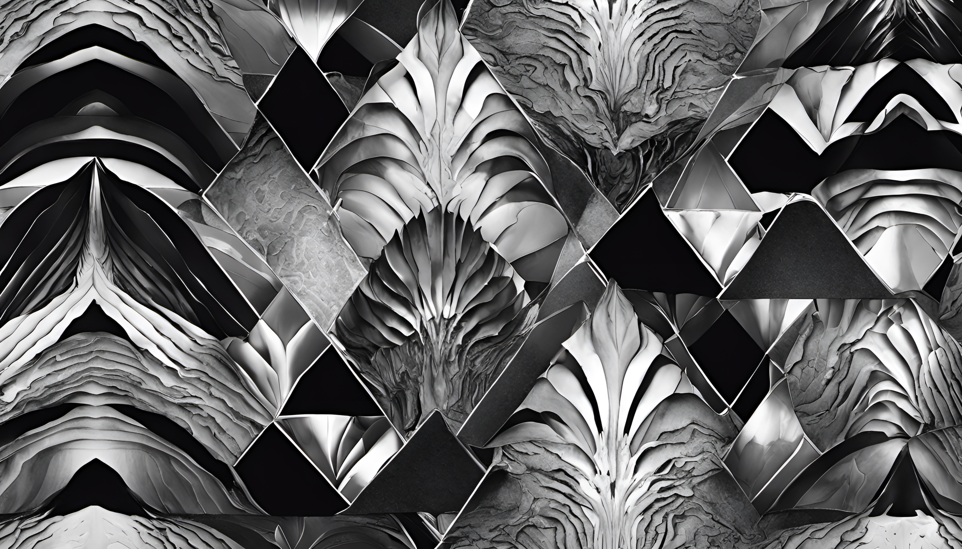 Phantasmal black and white wallpaper pattern.