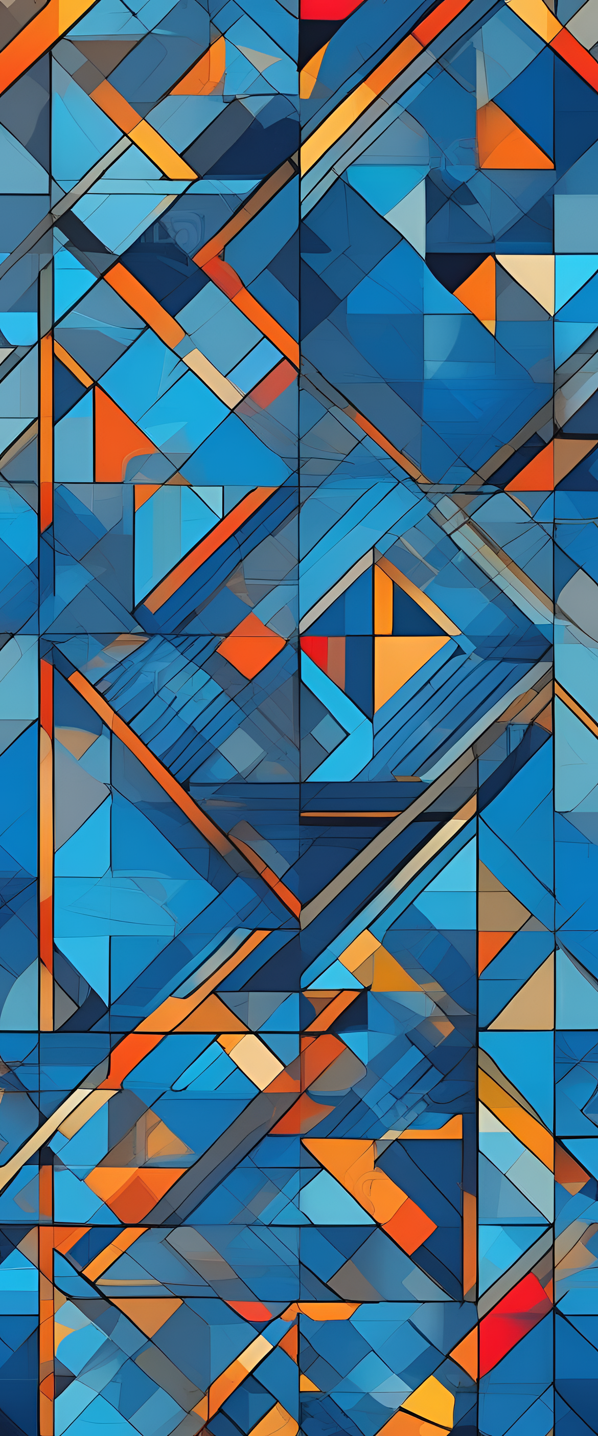 Blue-hued abstract geometric pattern wallpaper.