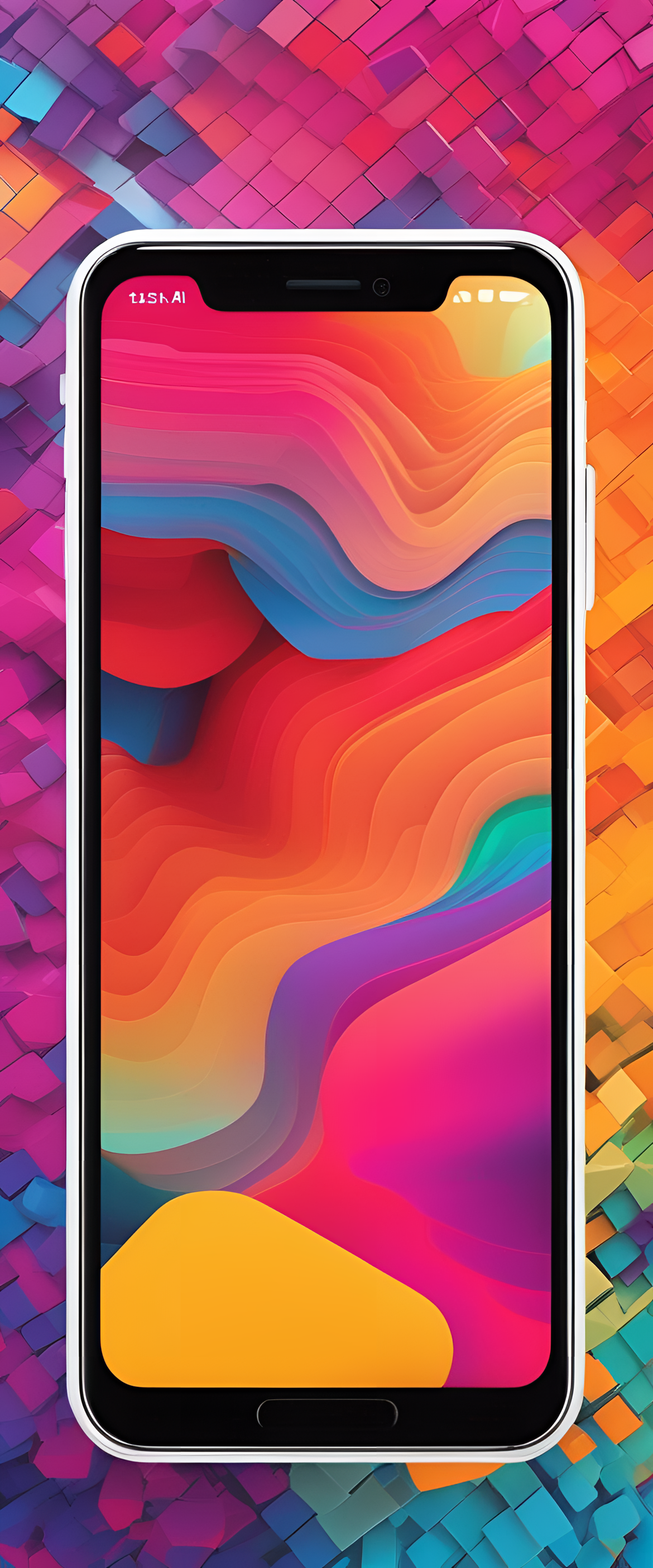 Colorful abstract wallpaper with a cool phone design.