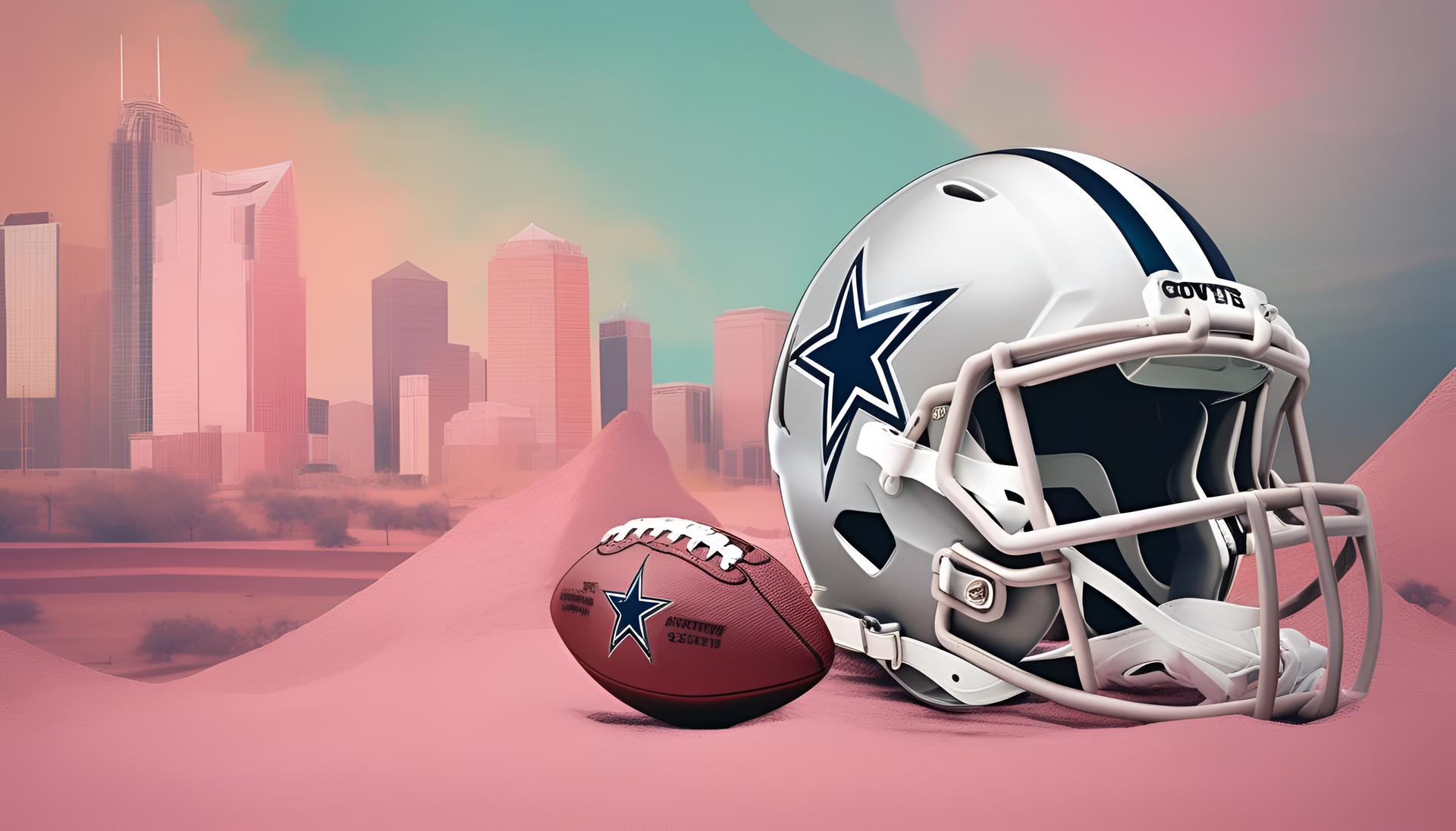 Surreal pastel-colored Dallas Cowboys wallpaper