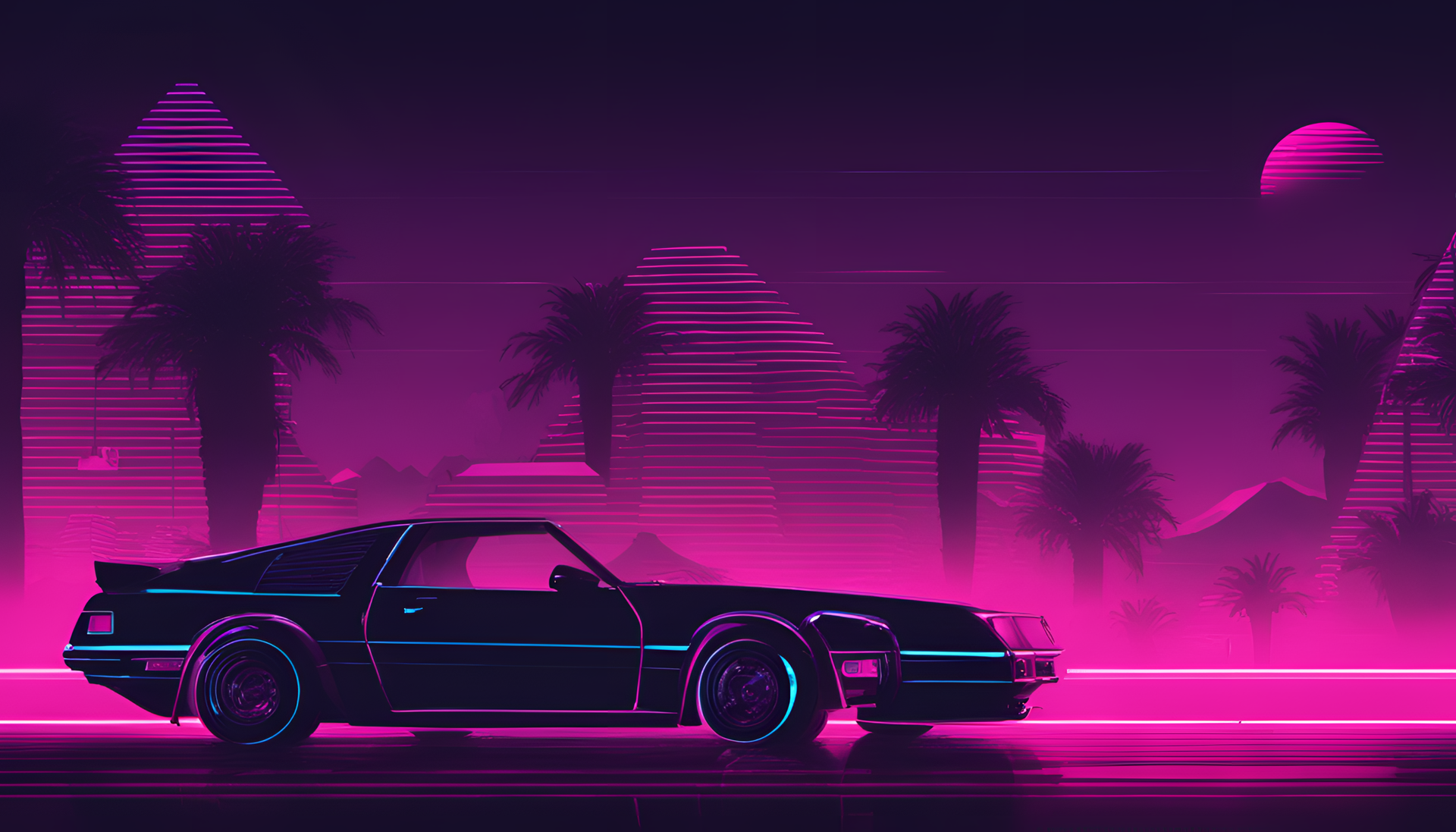 Dark retrowave aesthetic profile picture.