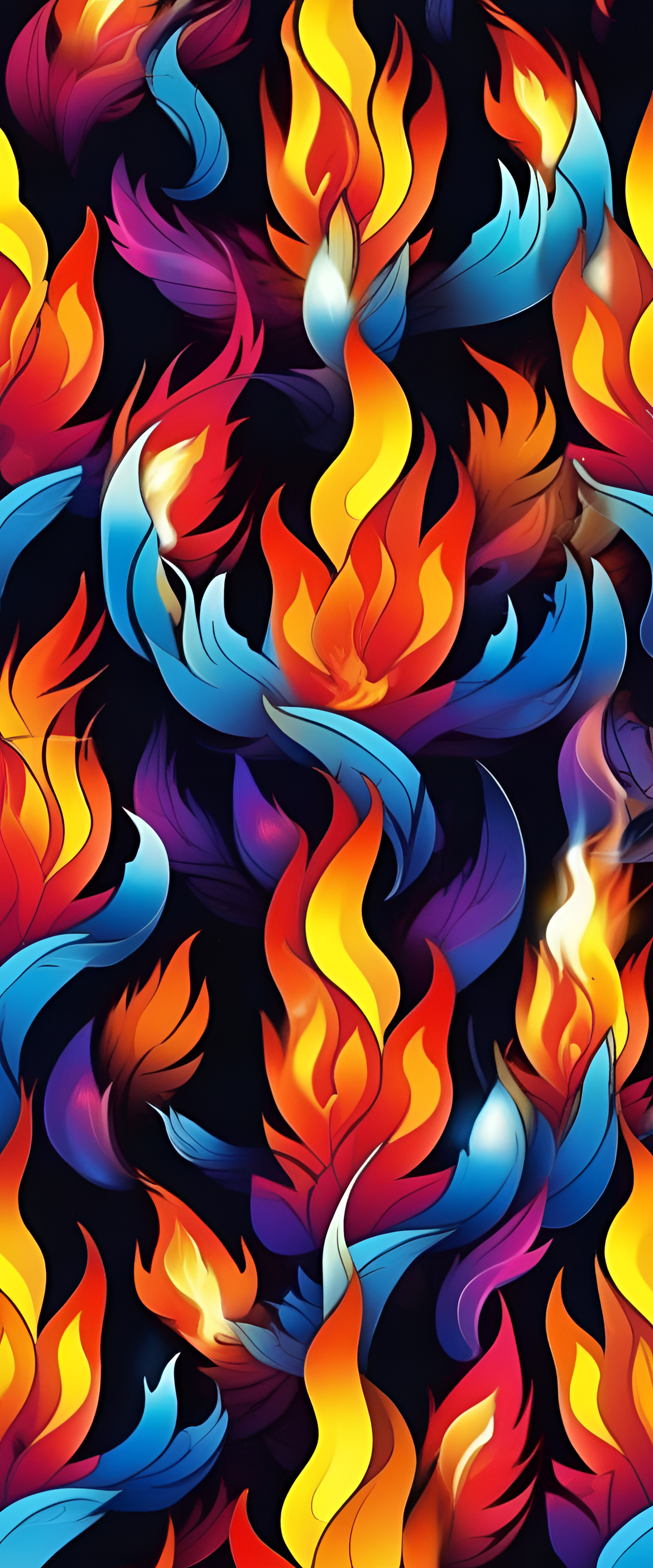 Vibrant abstract flames on a phone wallpaper.