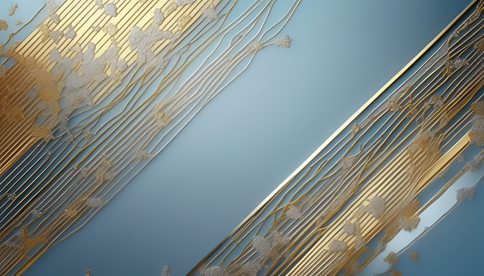 Sparkling gold and silver pattern on a light blue background