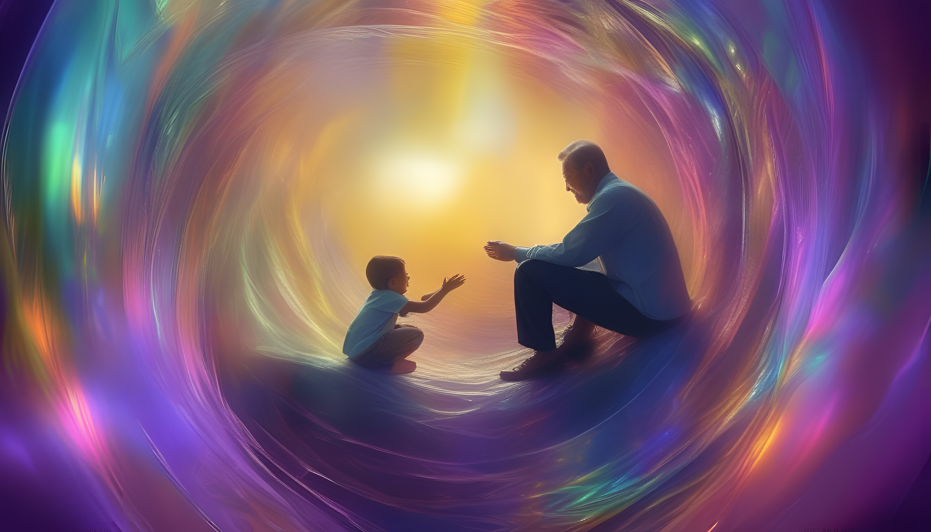 Colorful Happy Father's Day wallpaper with swirling patterns.