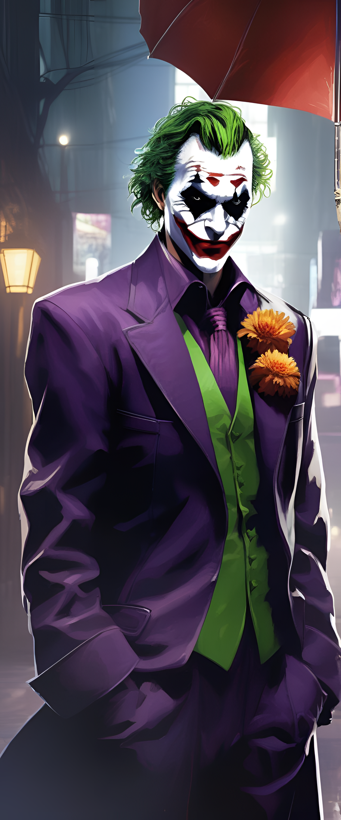 Joker, a character from an RPG game, featured in an artistic phone wallpaper.