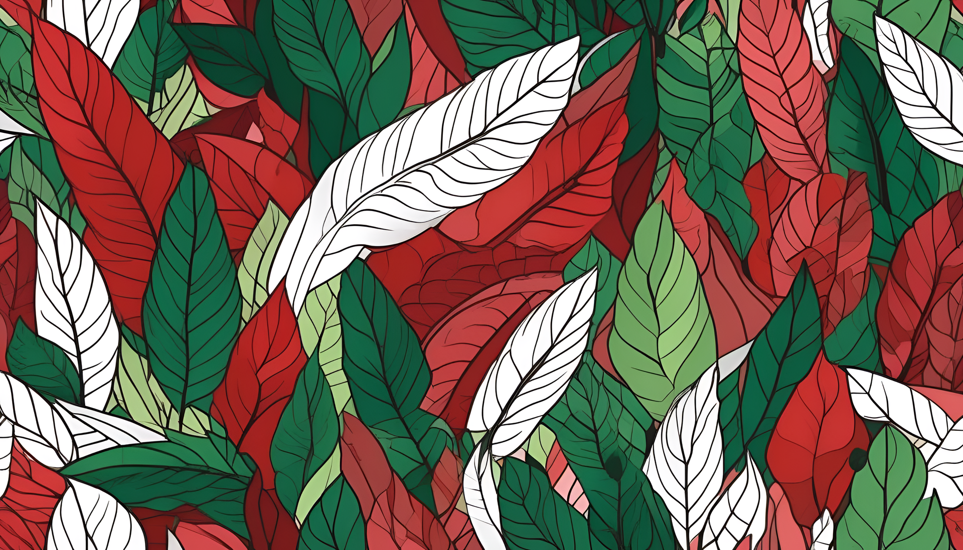 Vivid red and green colors blending beautifully in an abstract pattern