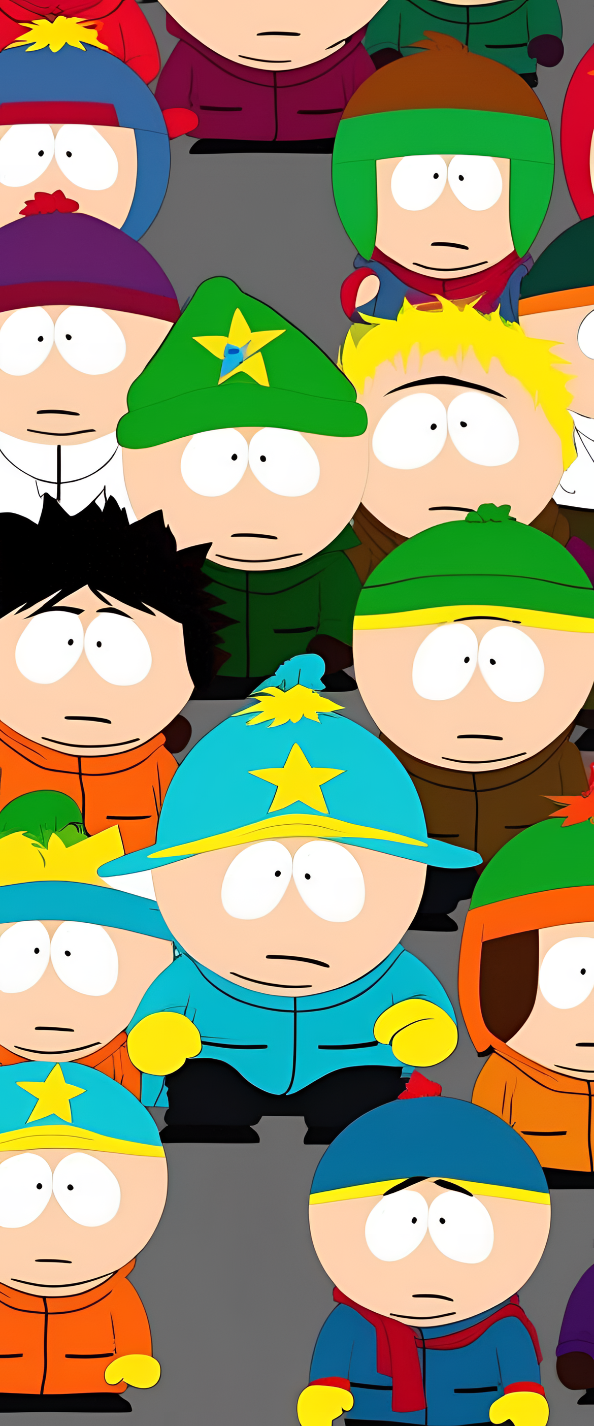 A vibrant South Park character collage as a phone wallpaper.