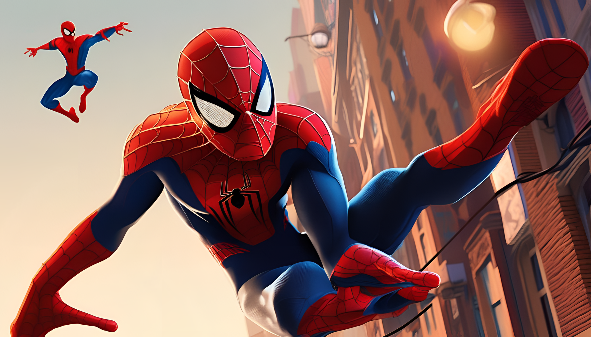 Pixar-style Spider-Man in action