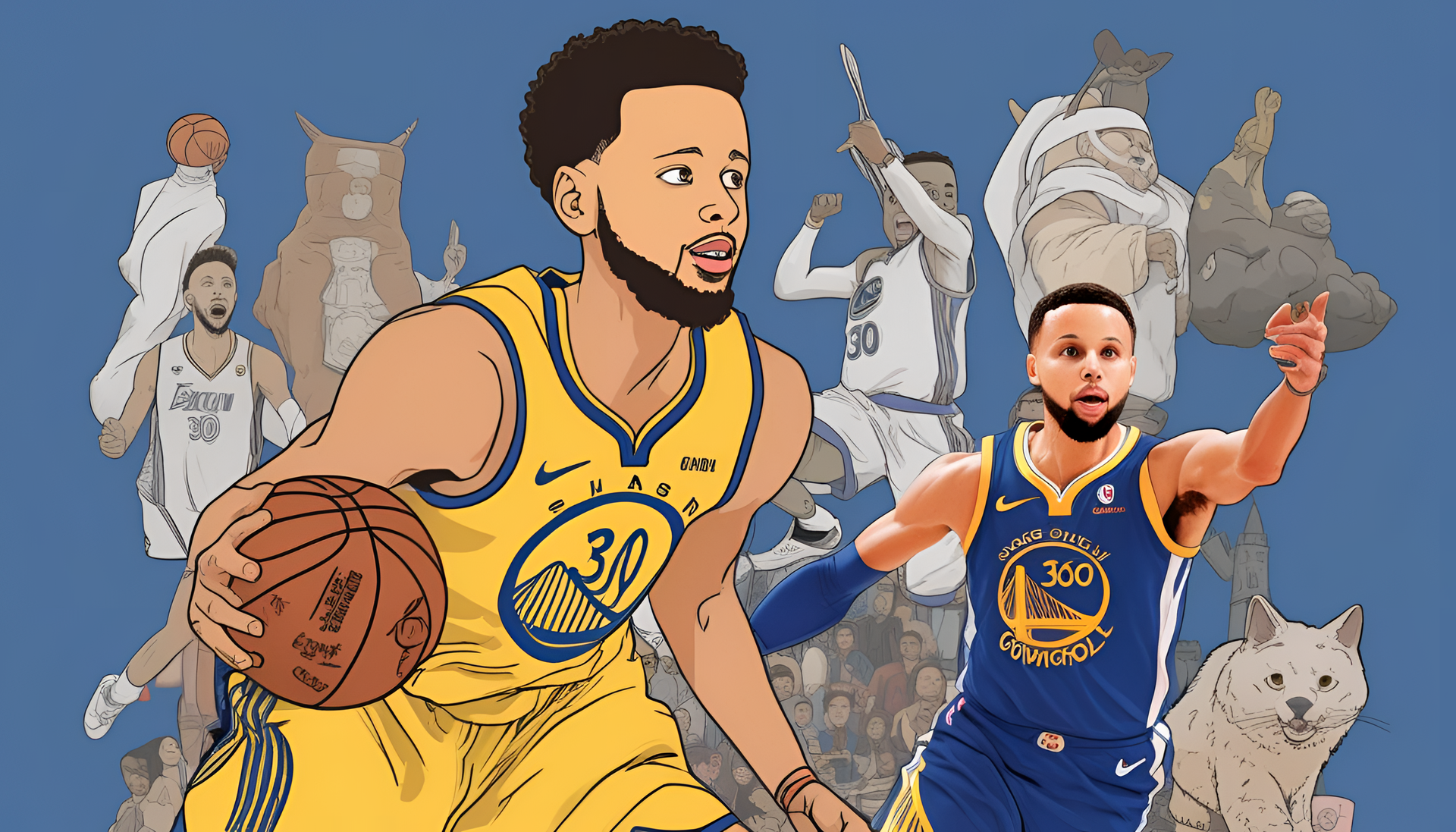 Stephen Curry from Studio Ghibli-inspired wallpaper.