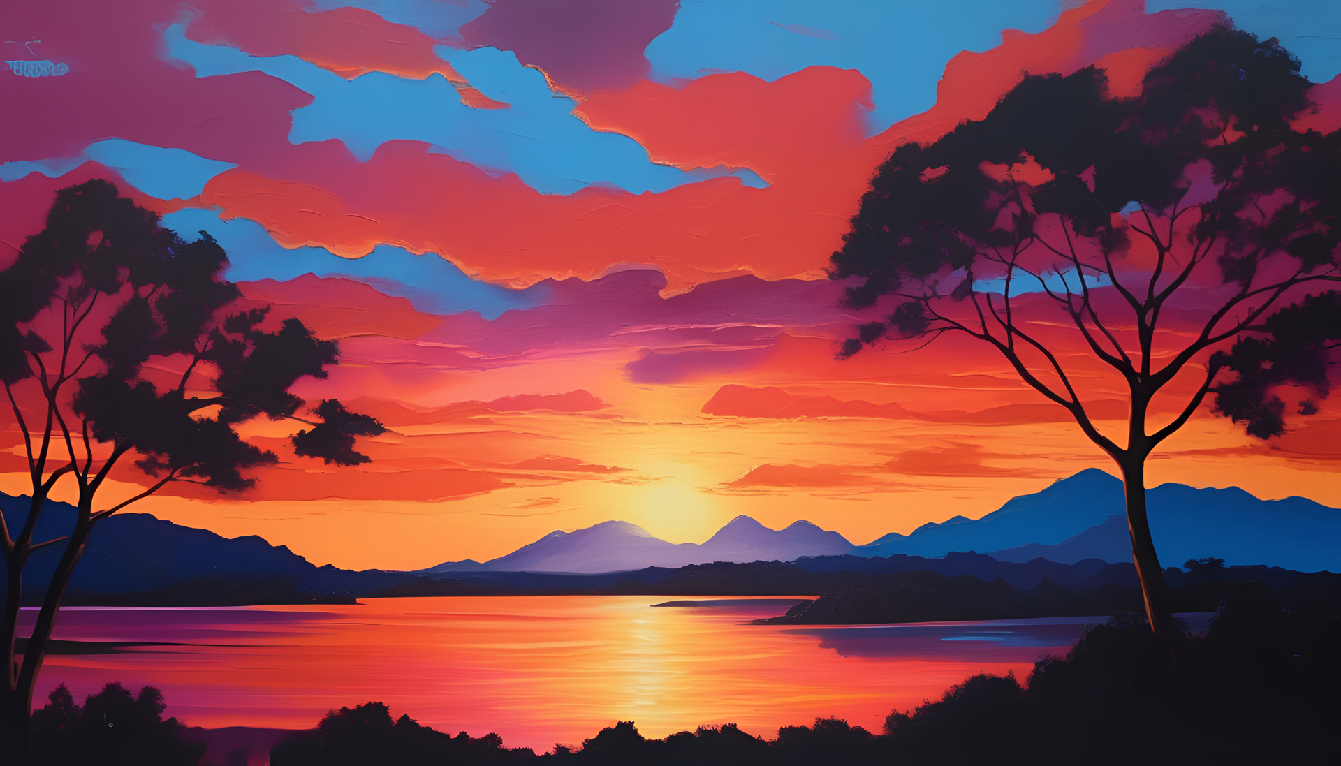 Colorful sunset over a serene landscape