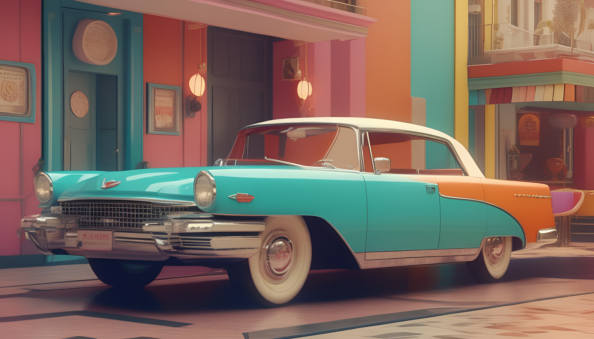 A vibrant, retro-inspired desktop wallpaper with playful colors and exceptional quality.