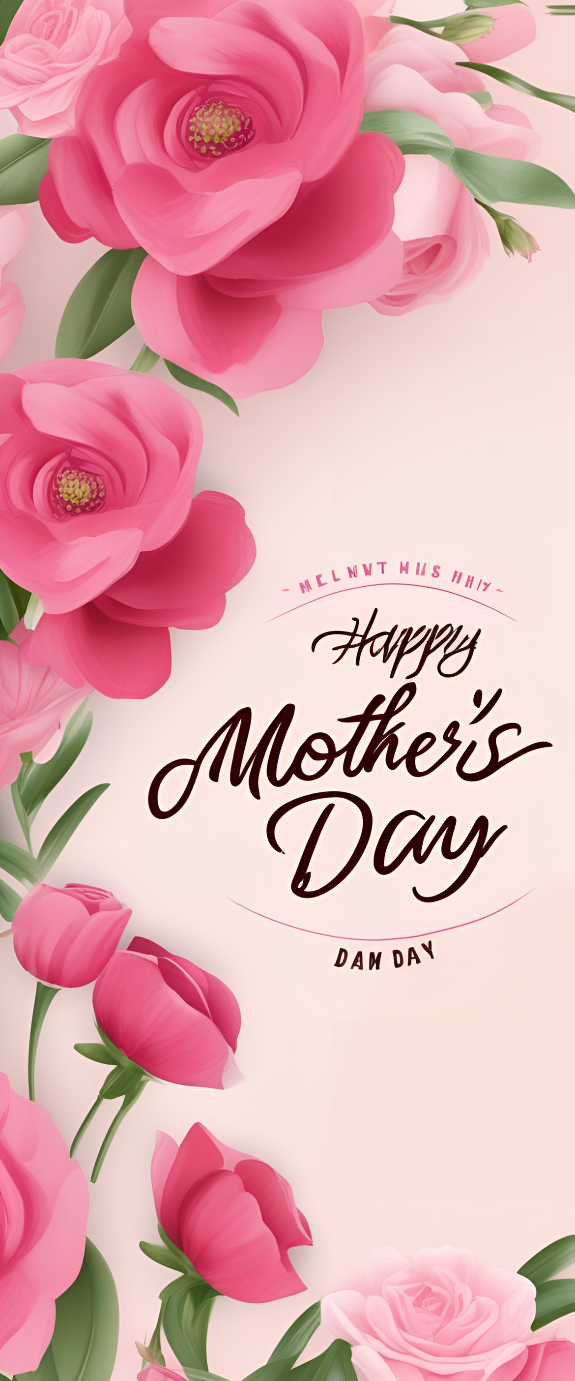 Colorful floral design with 'Happy Mother's Day' text against a pink background