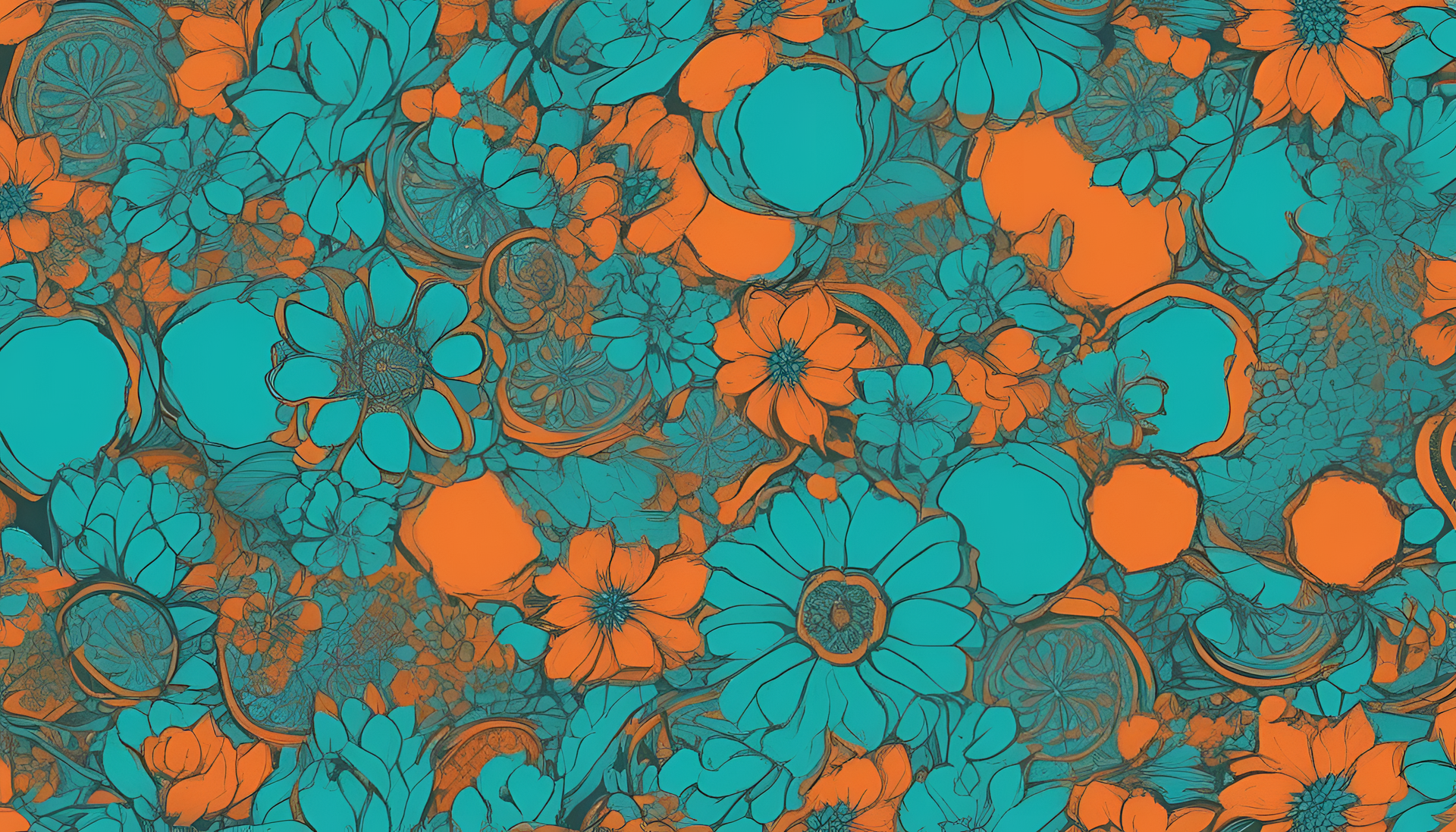 Abstract geometric design in turquoise and orange colors