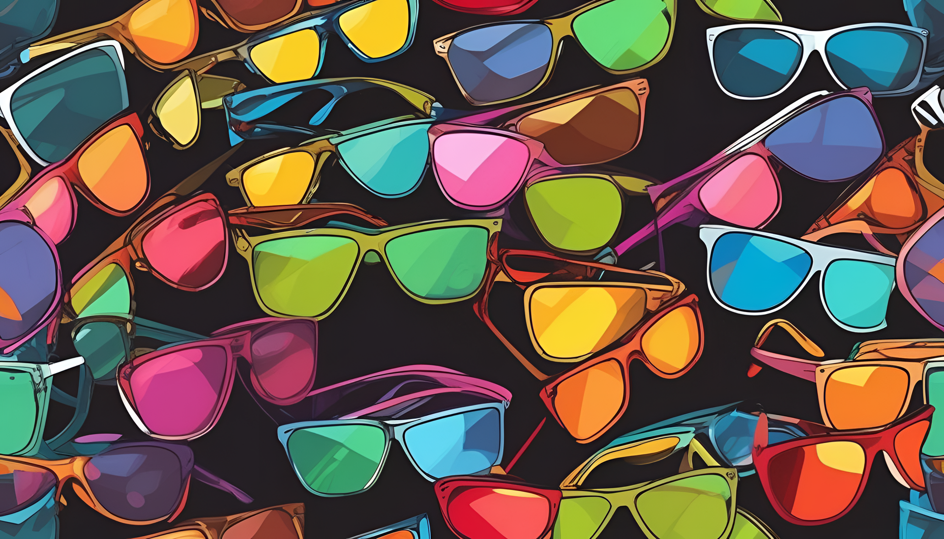 Colorful abstract sunglasses on a vibrant background.