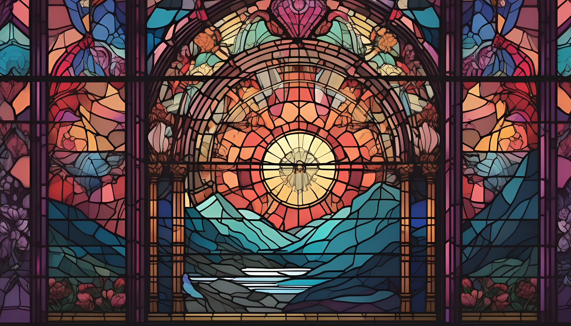 Vibrant stained glass aesthetic design