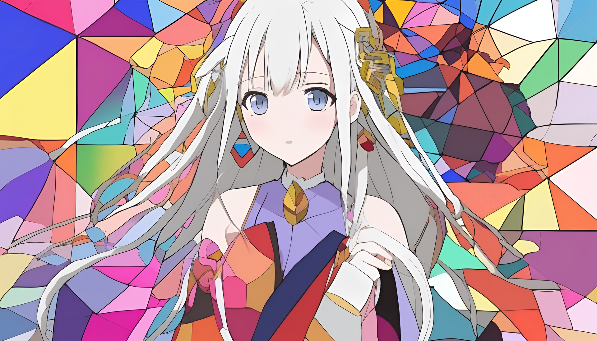 Colorful anime wallpaper with tetradic color palette.