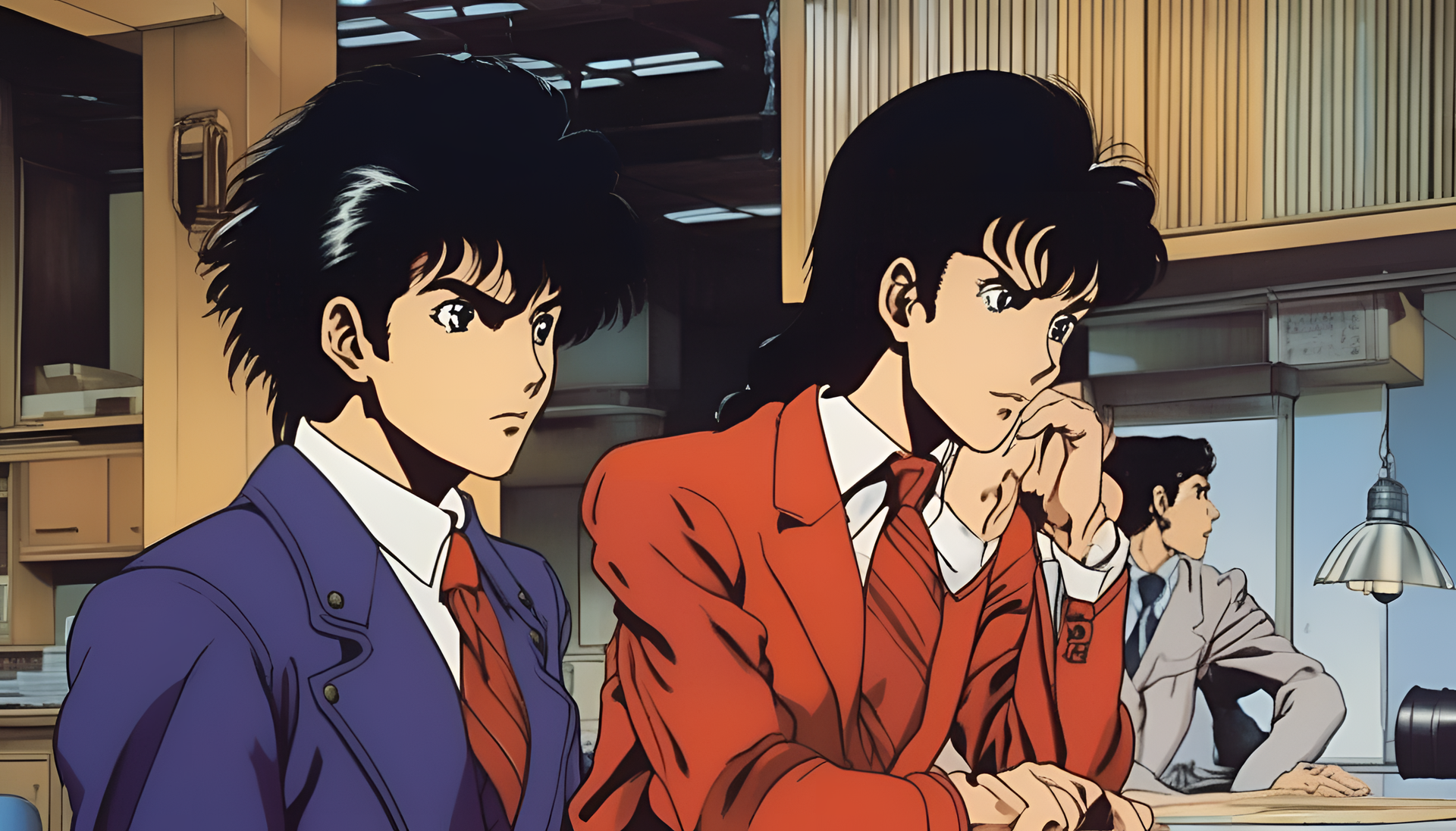 1980s anime art with vibrant colors and high detail in sharp focus.