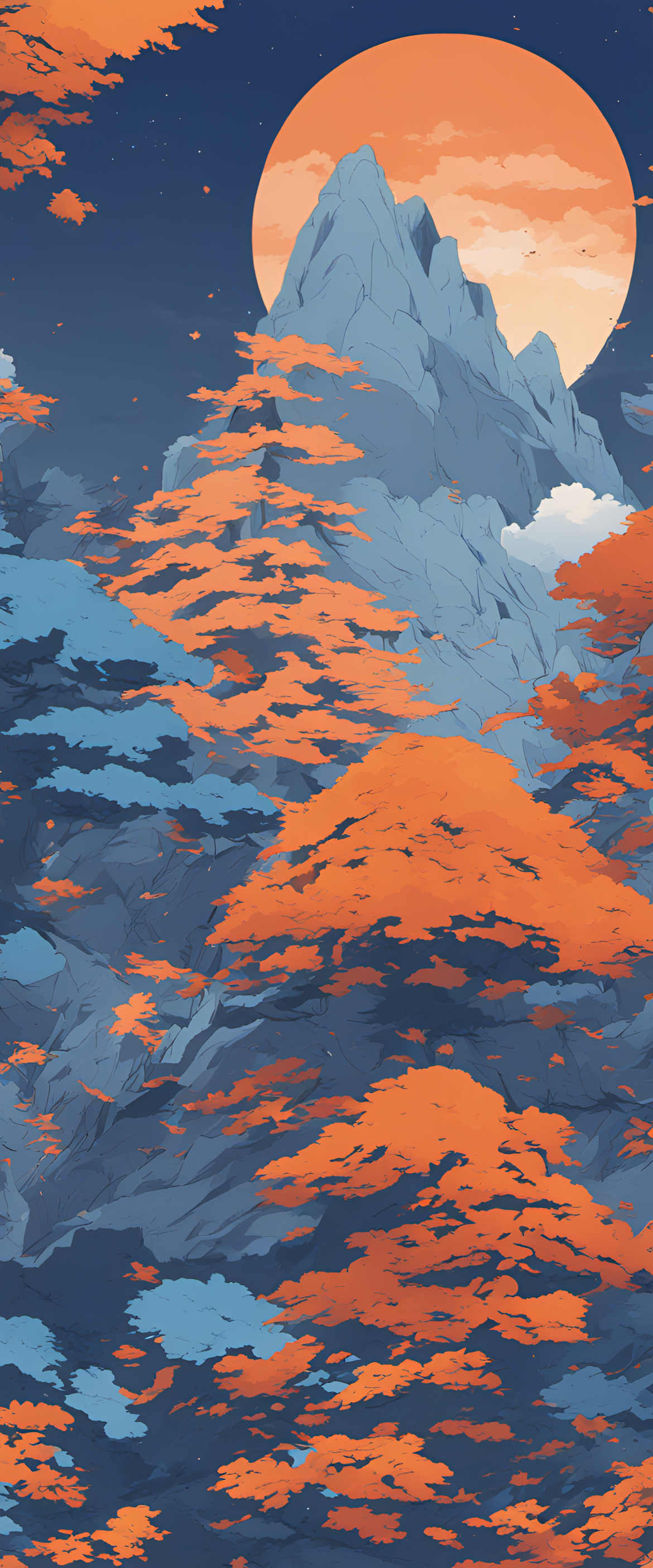 Colorful anime wallpaper featuring blue and orange tones.