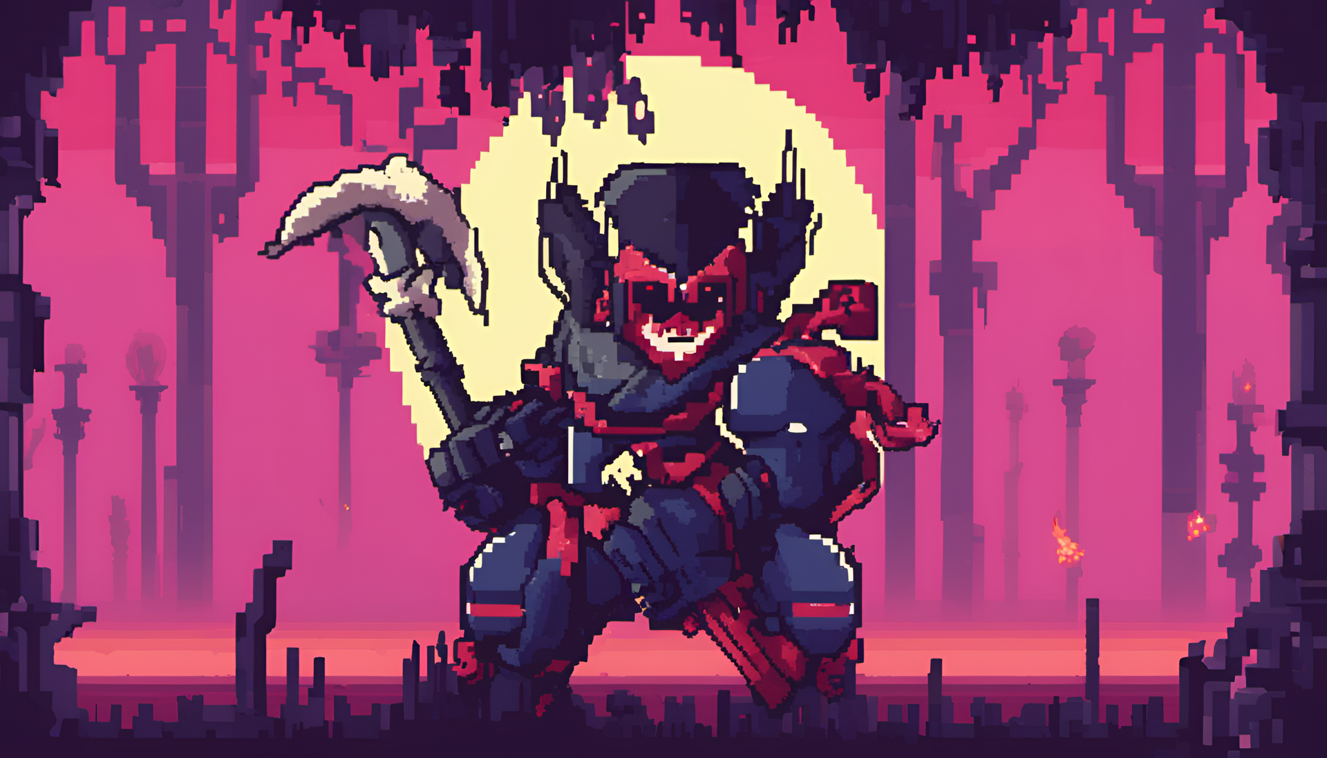 Pixel art baddie wallpaper with vibrant colors and retro style.