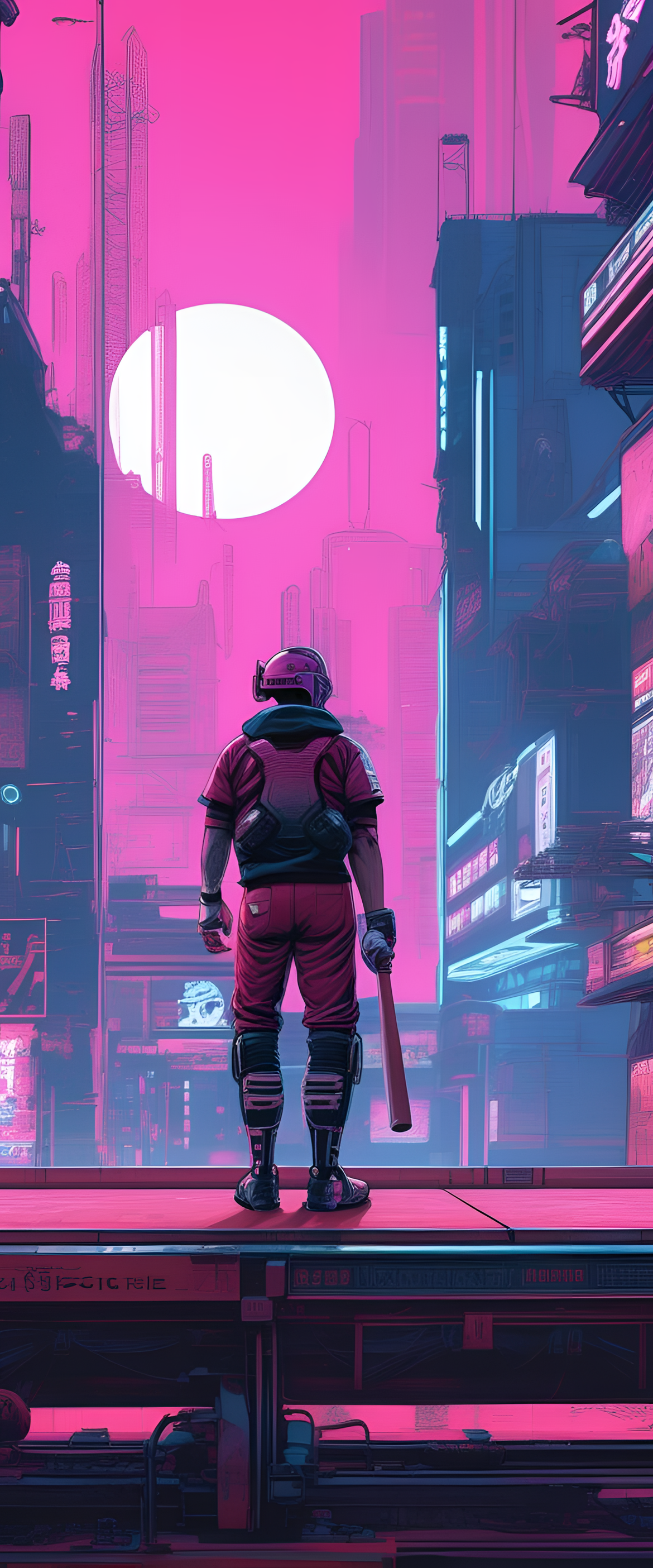 Ultradetailed cyberpunk baseball wallpaper