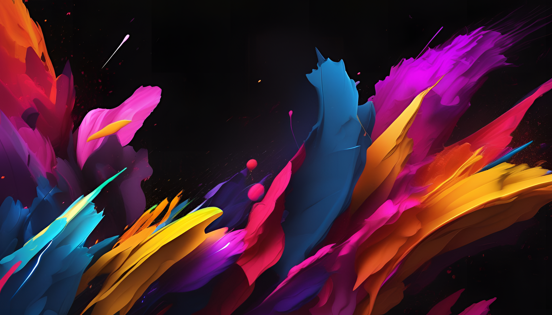 Abstract black background with vibrant clashing colors.