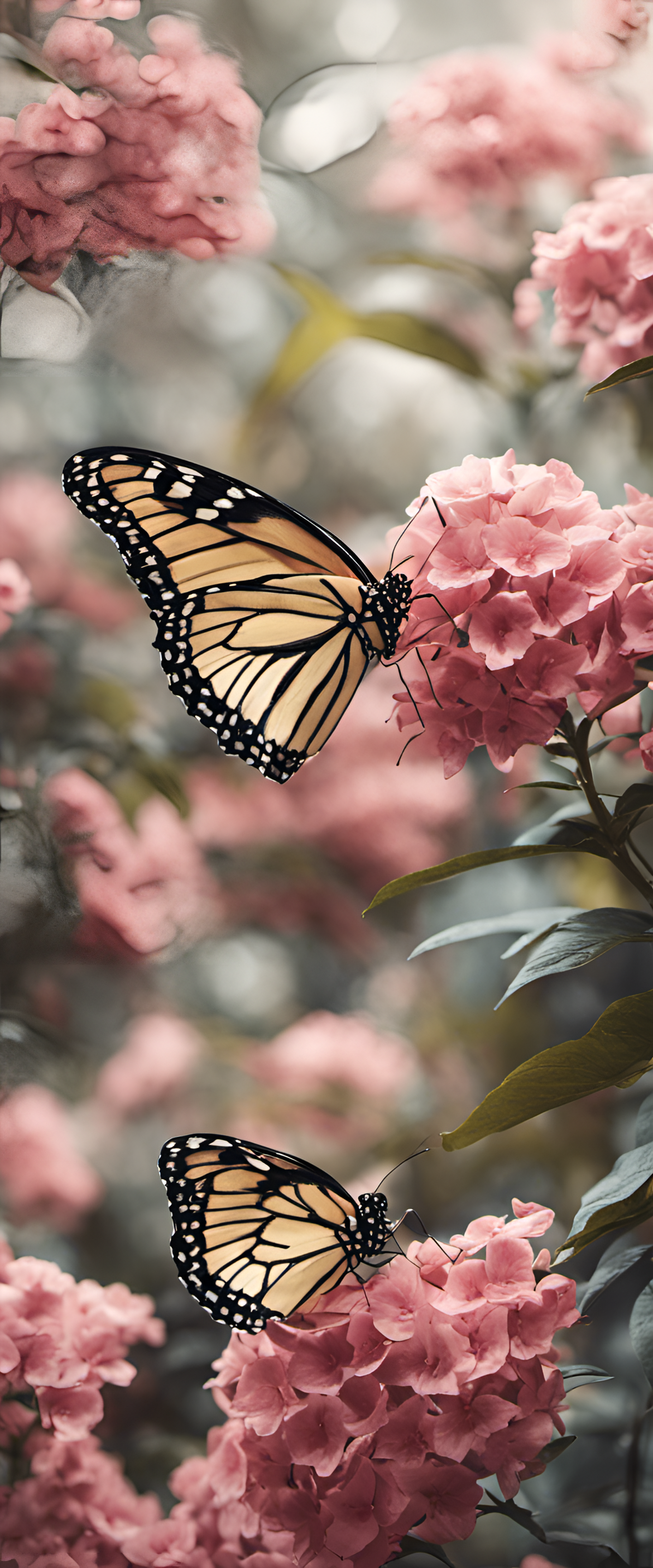 Beautiful butterfly on a photoshoot-style phone wallpaper.